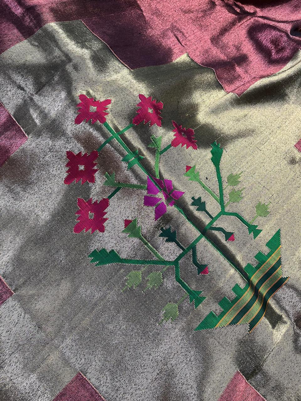 RADIANT GREEN TISSUE SILK PURE HANDLOOM PAITHANI SAREE