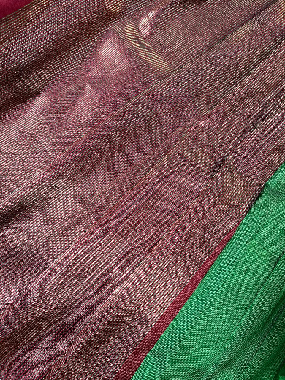 EMERALD GREEN SILK PURE HANDLOOM PAITHANI SAREE