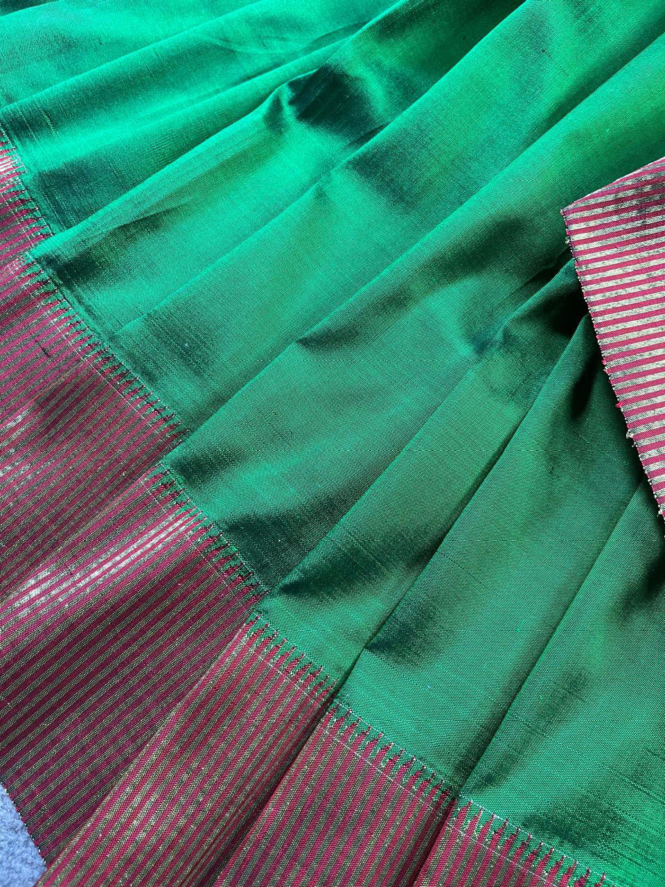 EMERALD GREEN SILK PURE HANDLOOM PAITHANI SAREE