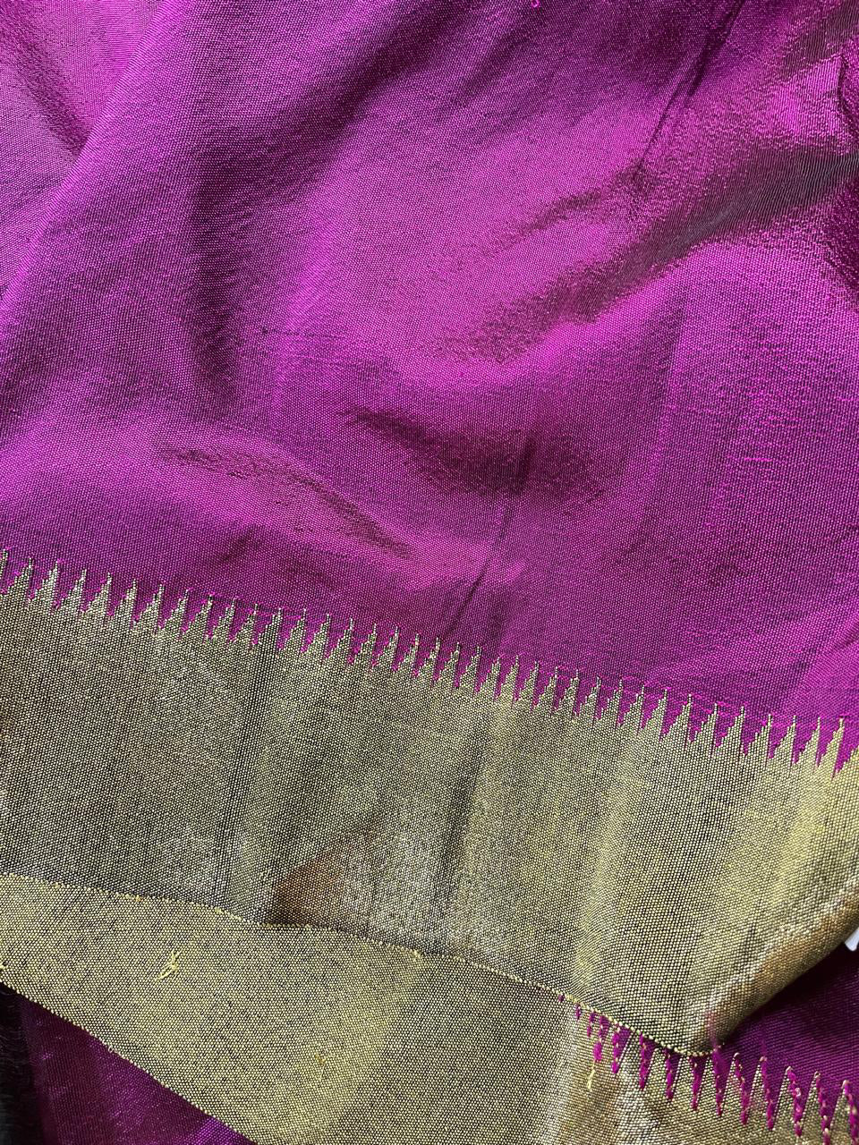 PLUM TISSUE SILK PURE HANDLOOM PAITHANI SAREE