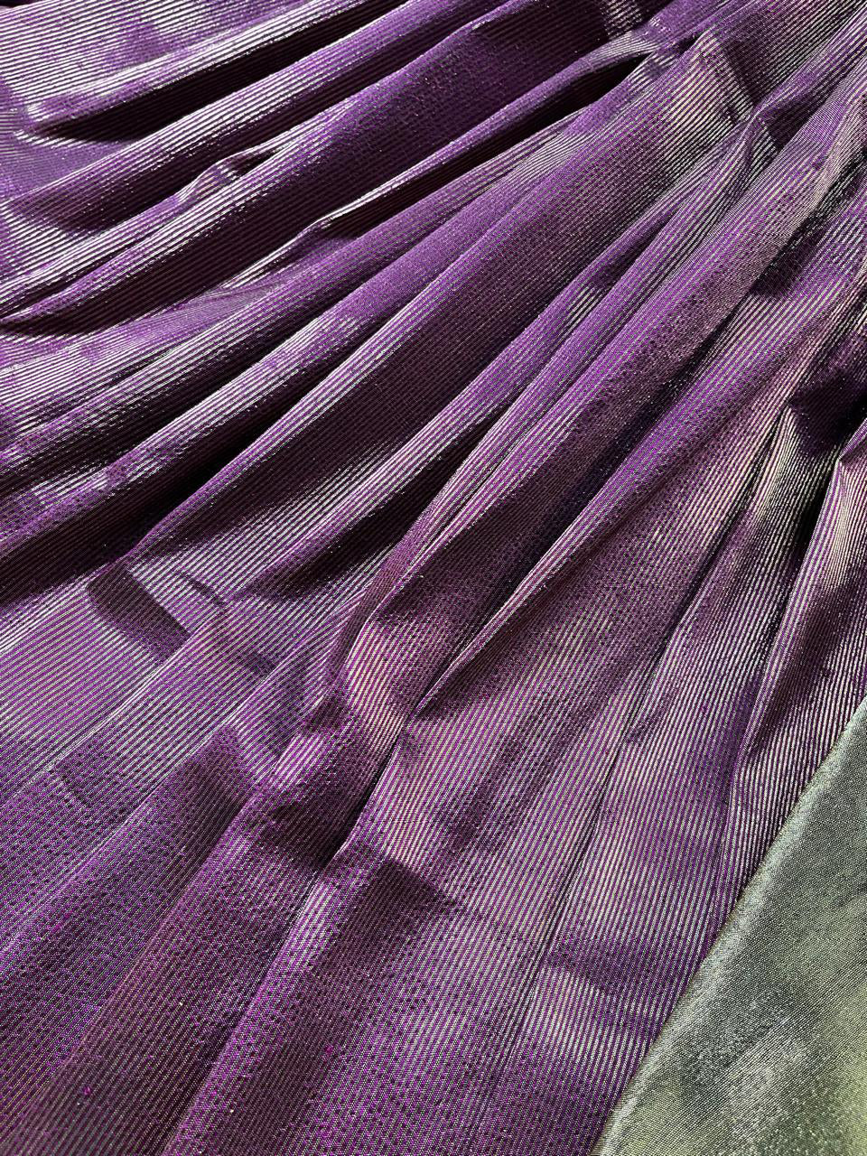PLUM TISSUE SILK PURE HANDLOOM PAITHANI SAREE