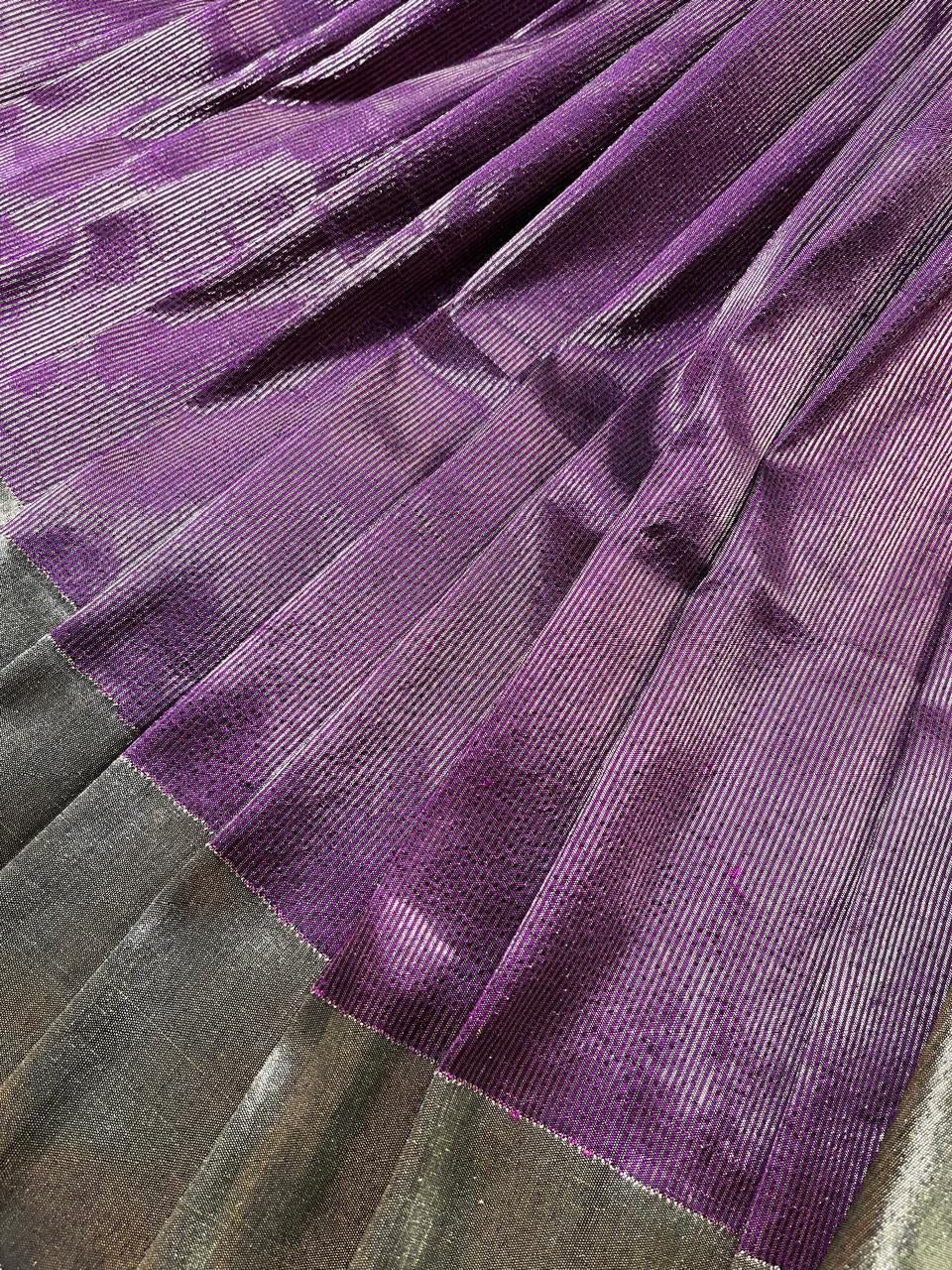 PLUM TISSUE SILK PURE HANDLOOM PAITHANI SAREE