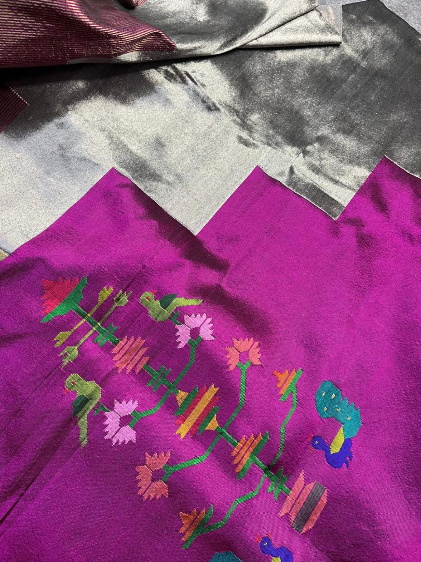 PLUM TISSUE SILK PURE HANDLOOM PAITHANI SAREE