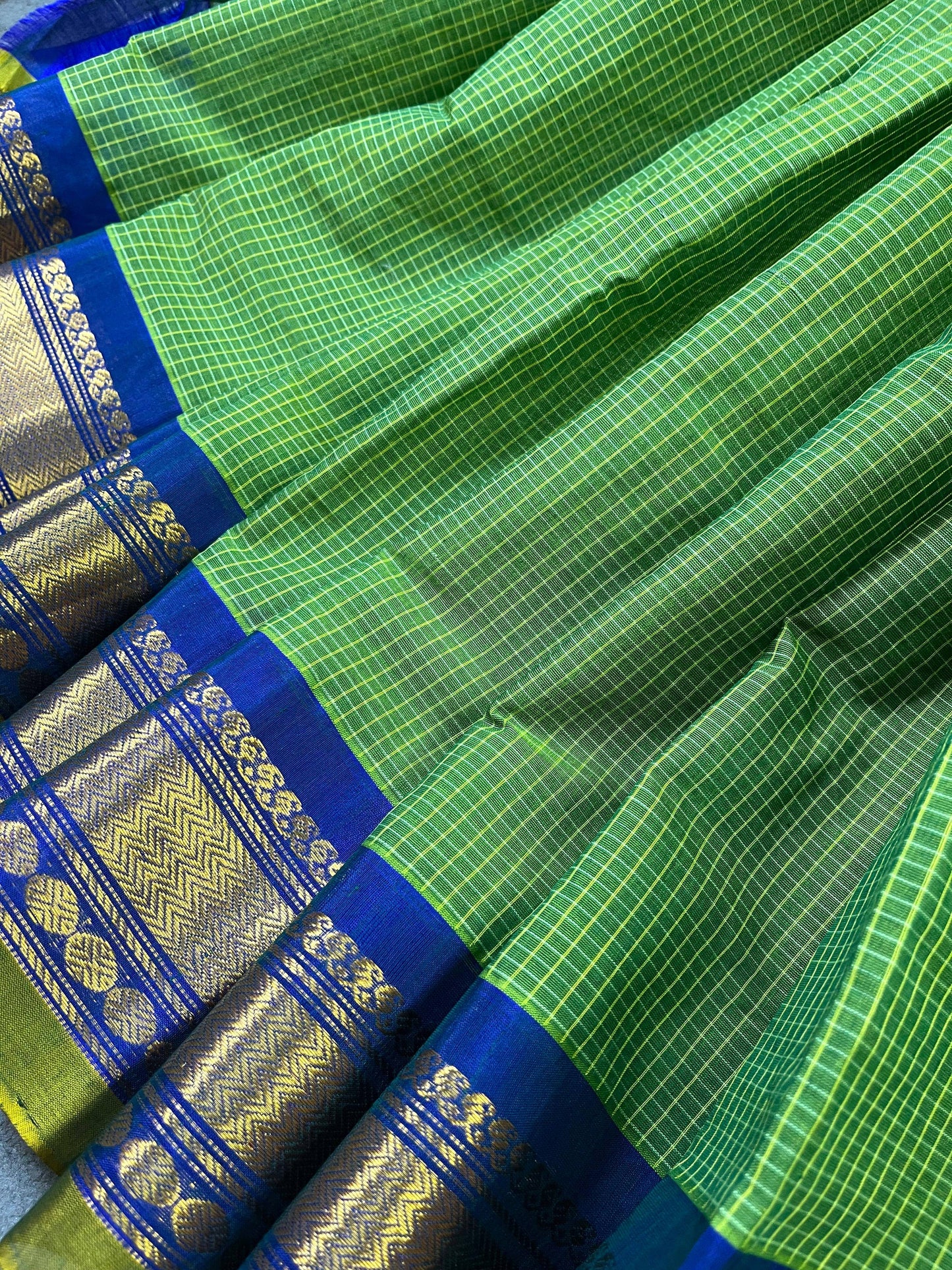 GREEN COTTON PURE HANDLOOM GADWAL SAREE