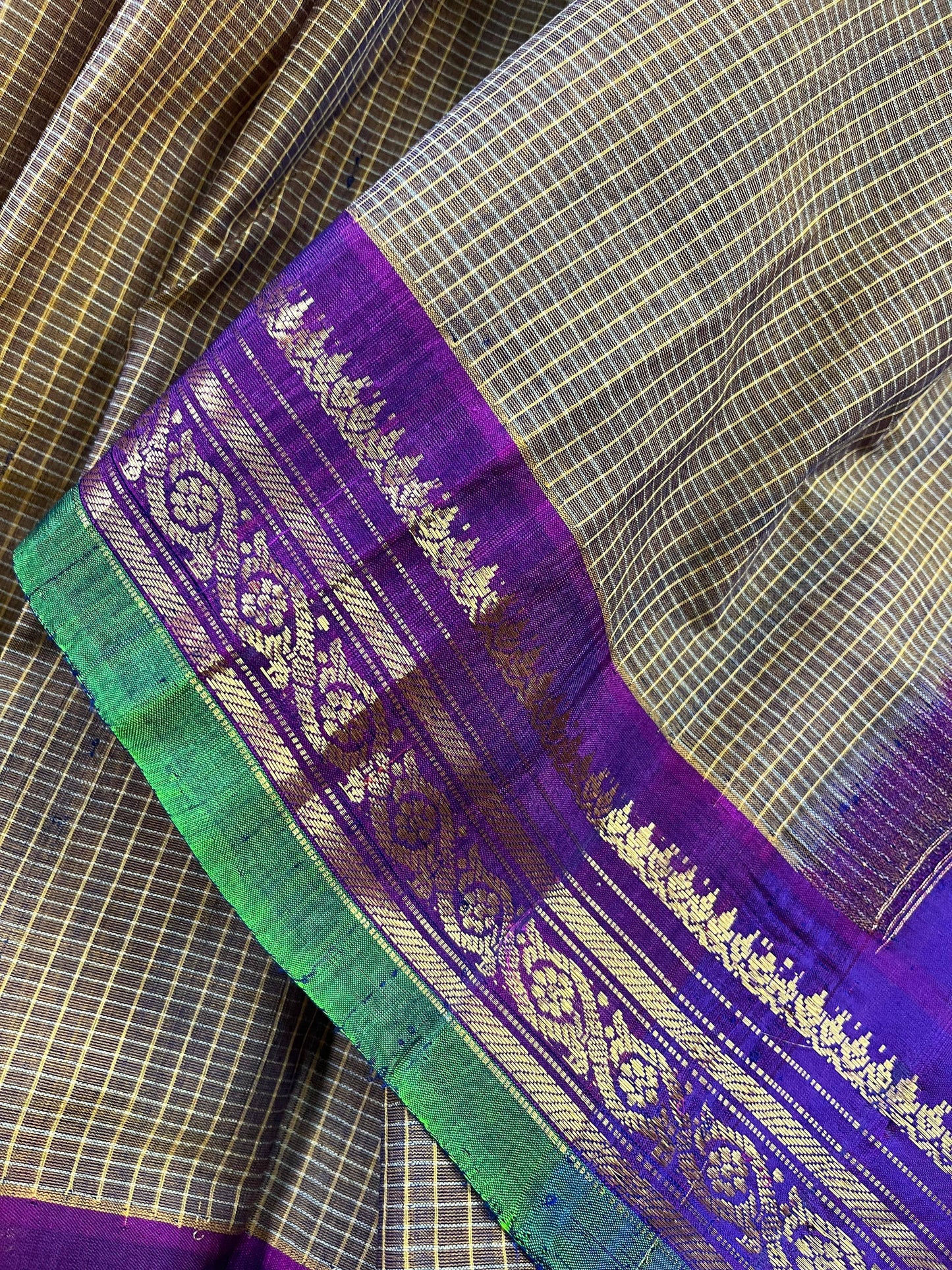 MEHENDI GREEN COTTON PURE HANDLOOM GADWAL SAREE