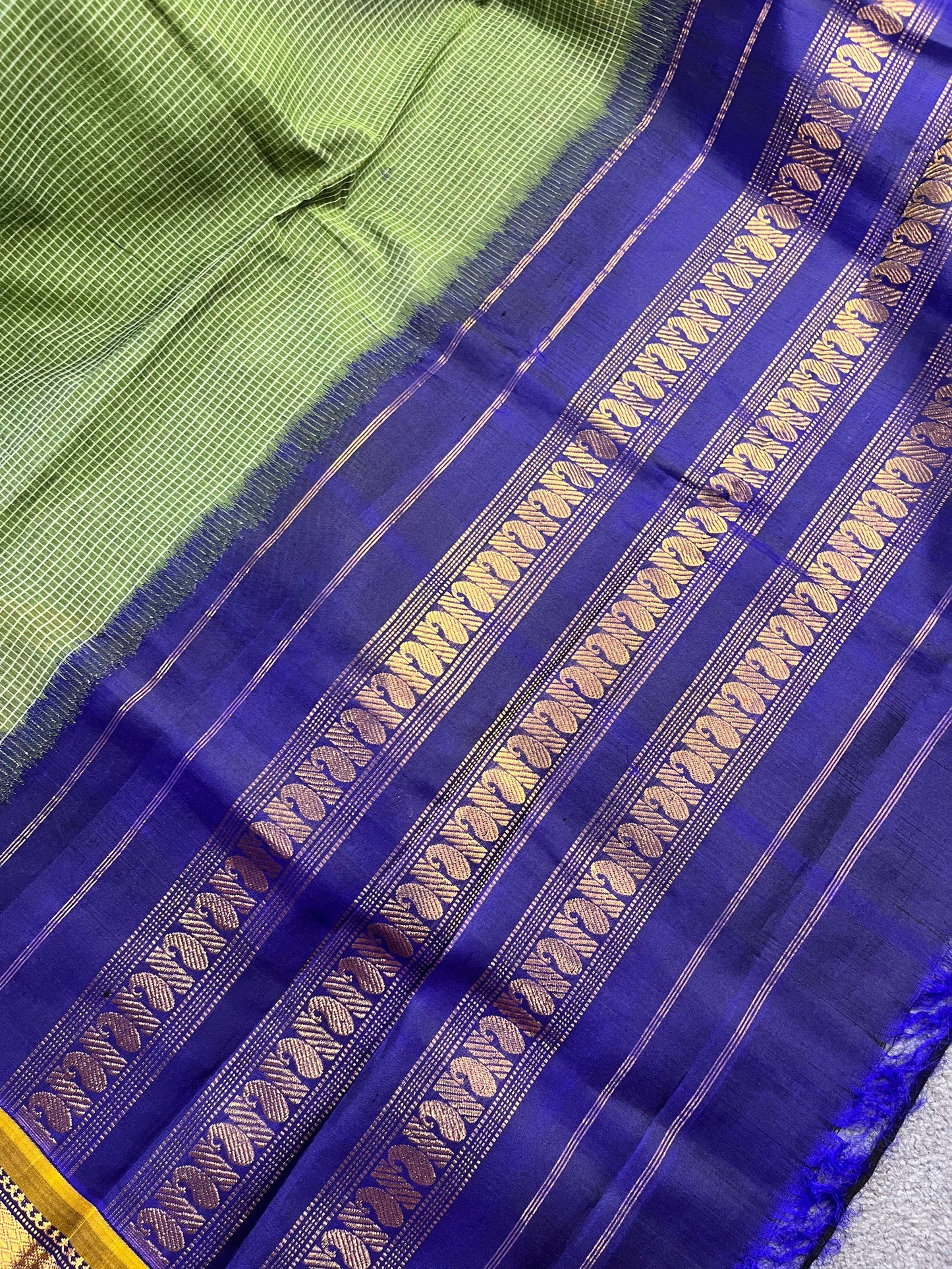 GREEN COTTON PURE HANDLOOM GADWAL SAREE