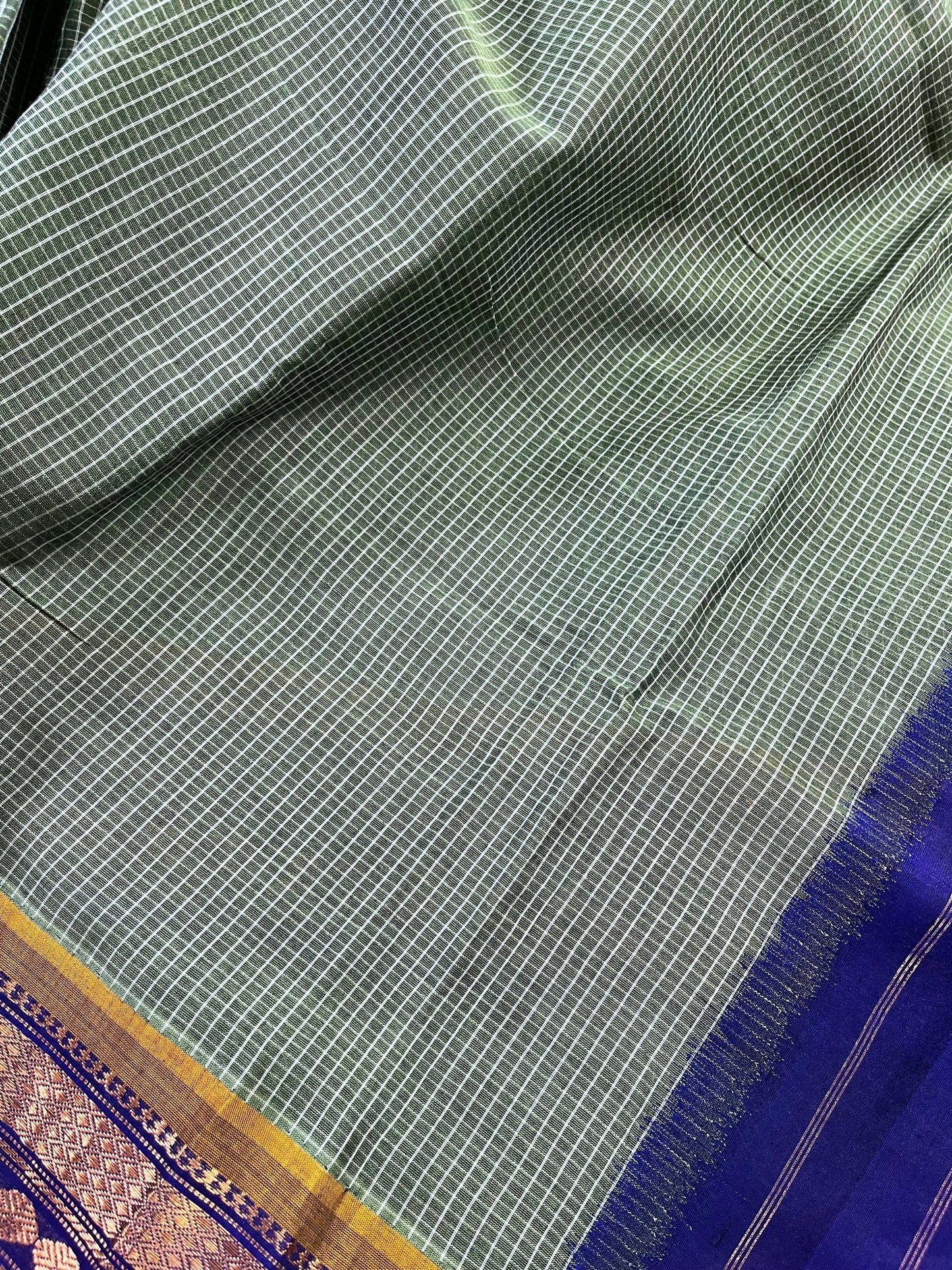 GREEN COTTON PURE HANDLOOM GADWAL SAREE