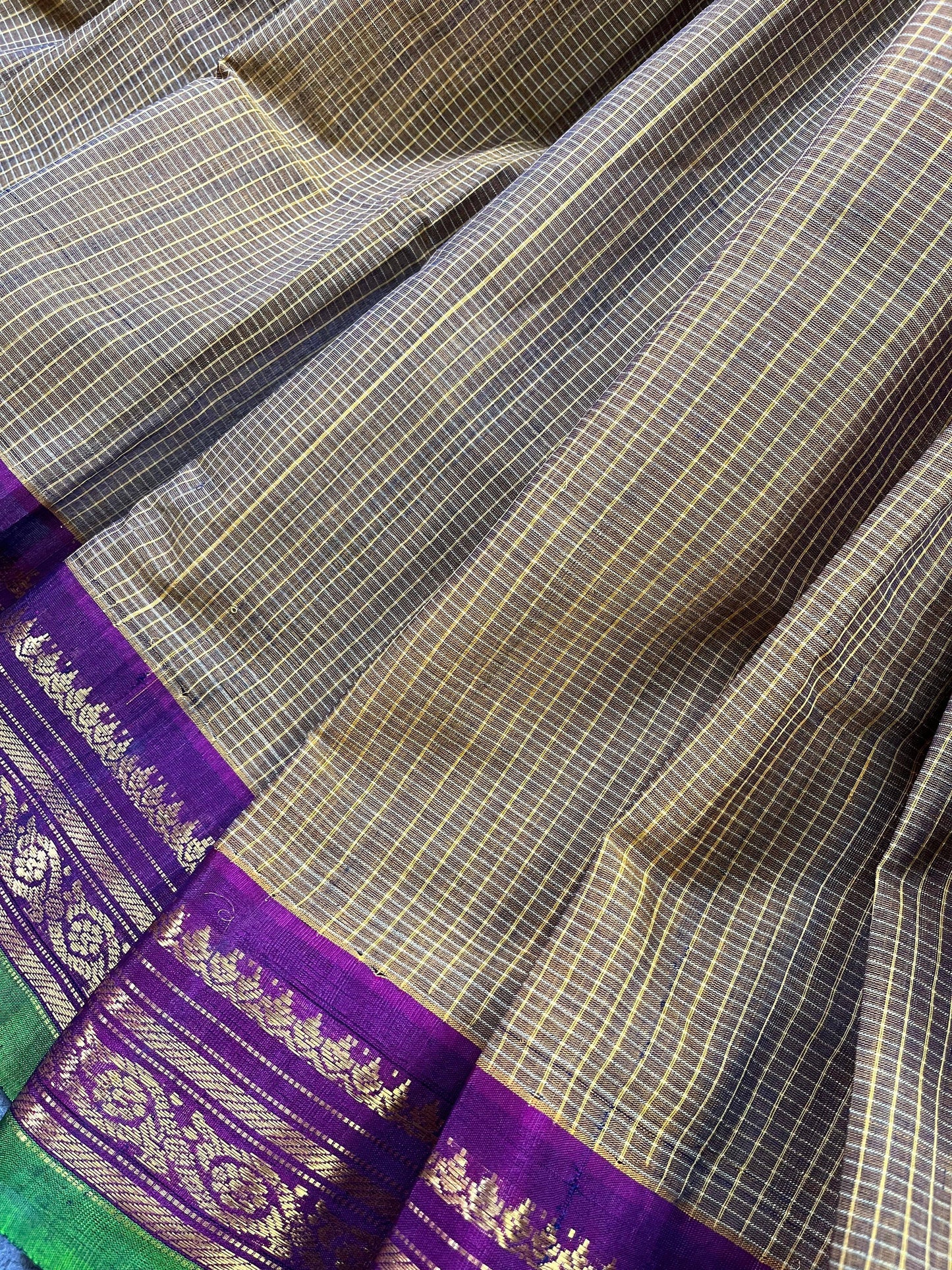 MEHENDI GREEN COTTON PURE HANDLOOM GADWAL SAREE