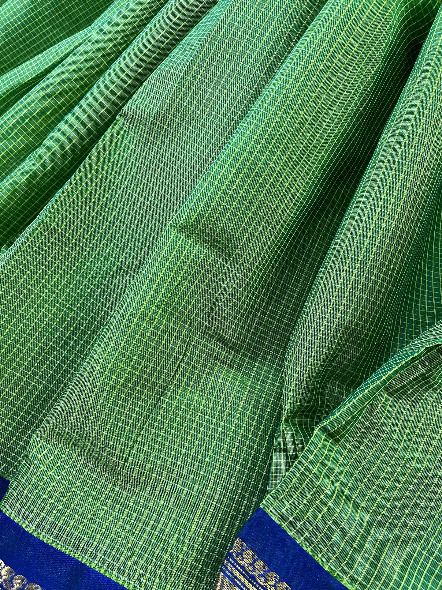 GREEN COTTON PURE HANDLOOM GADWAL SAREE