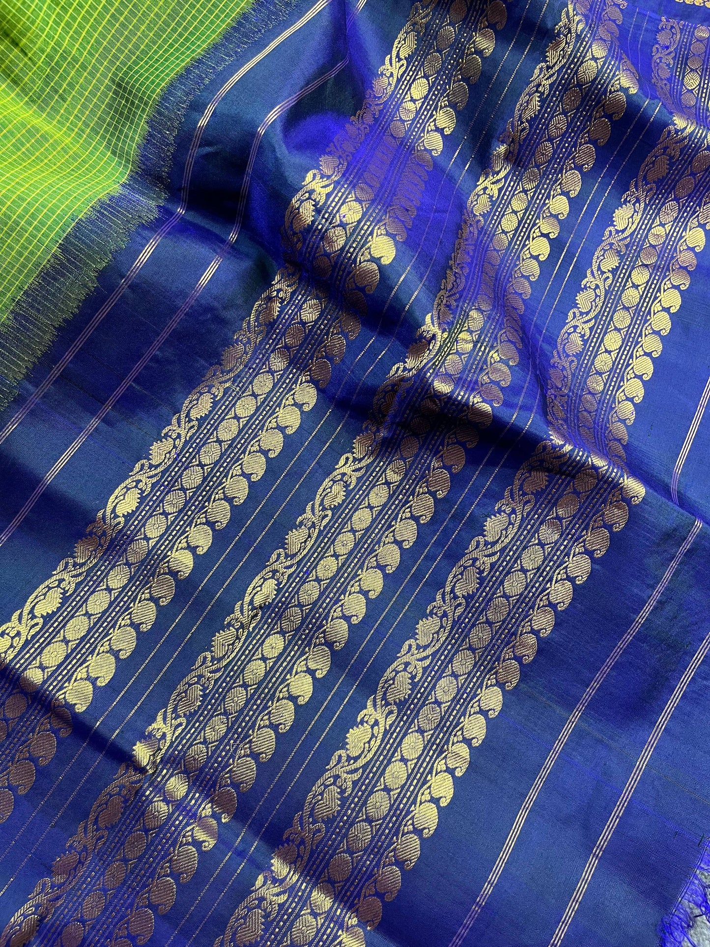 GREEN COTTON PURE HANDLOOM GADWAL SAREE
