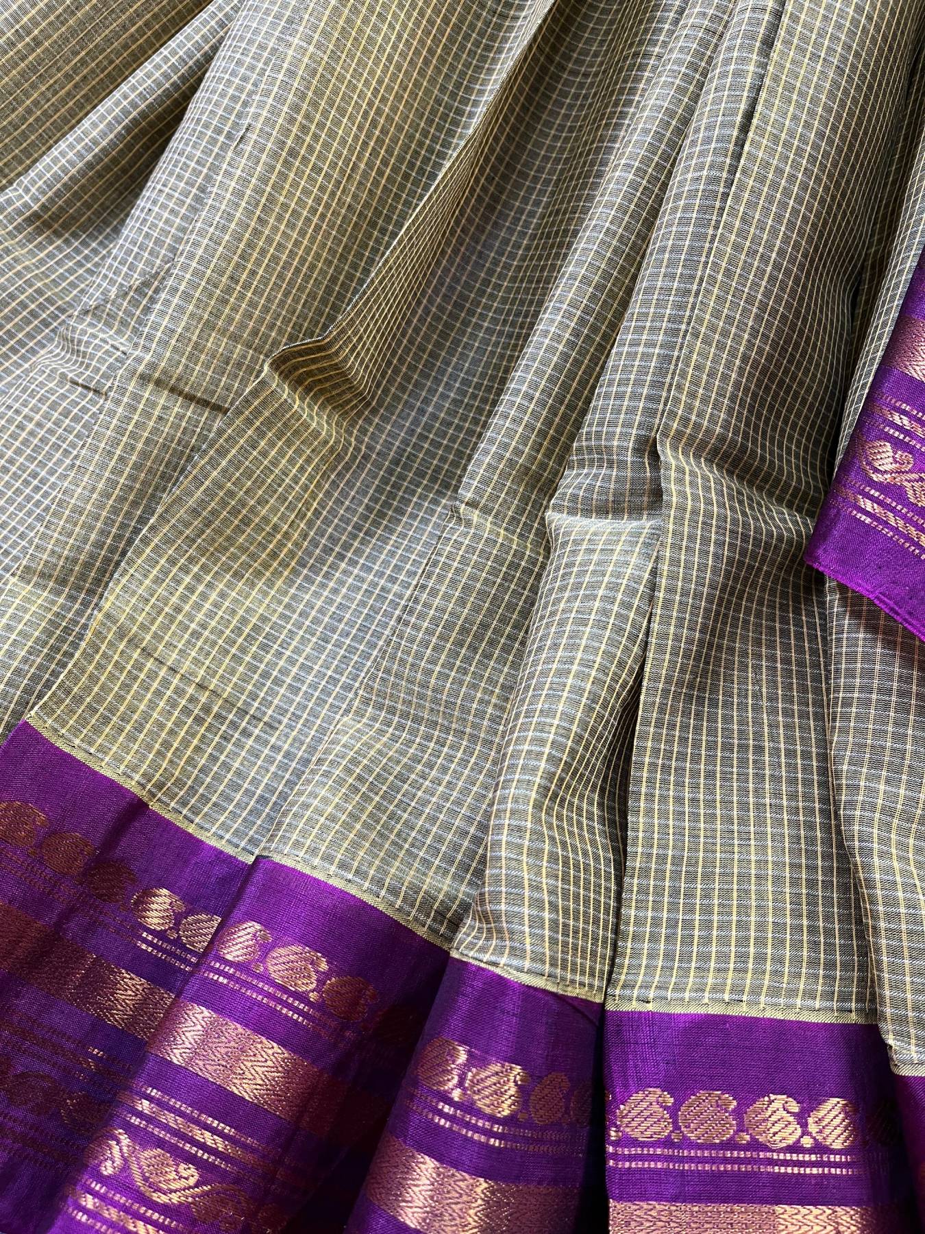 PARRORT GREEN COTTON PURE HANDLOOM GADWAL SAREE