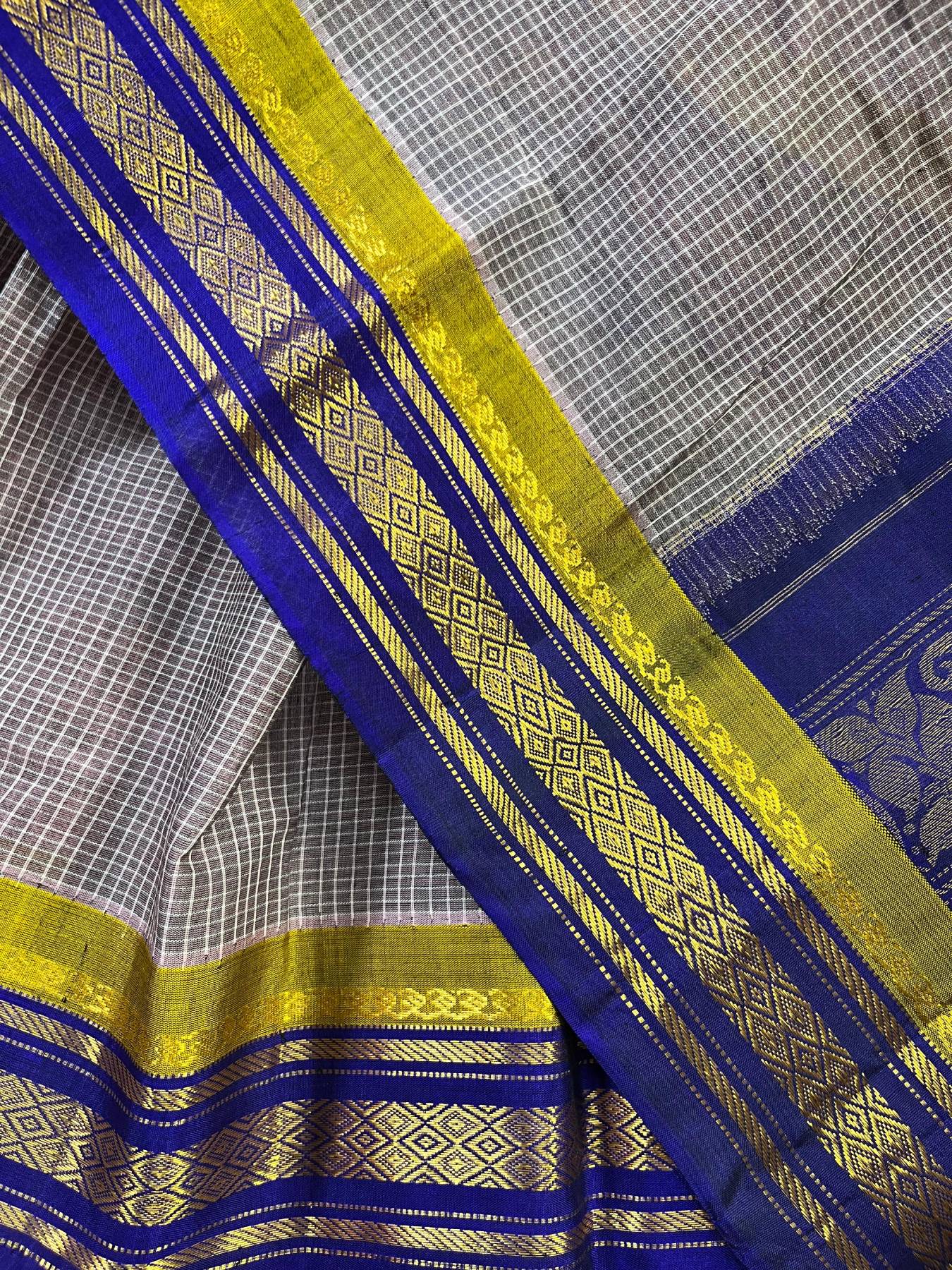 MAUVE COTTON PURE HANDLOOM GADWAL SAREE