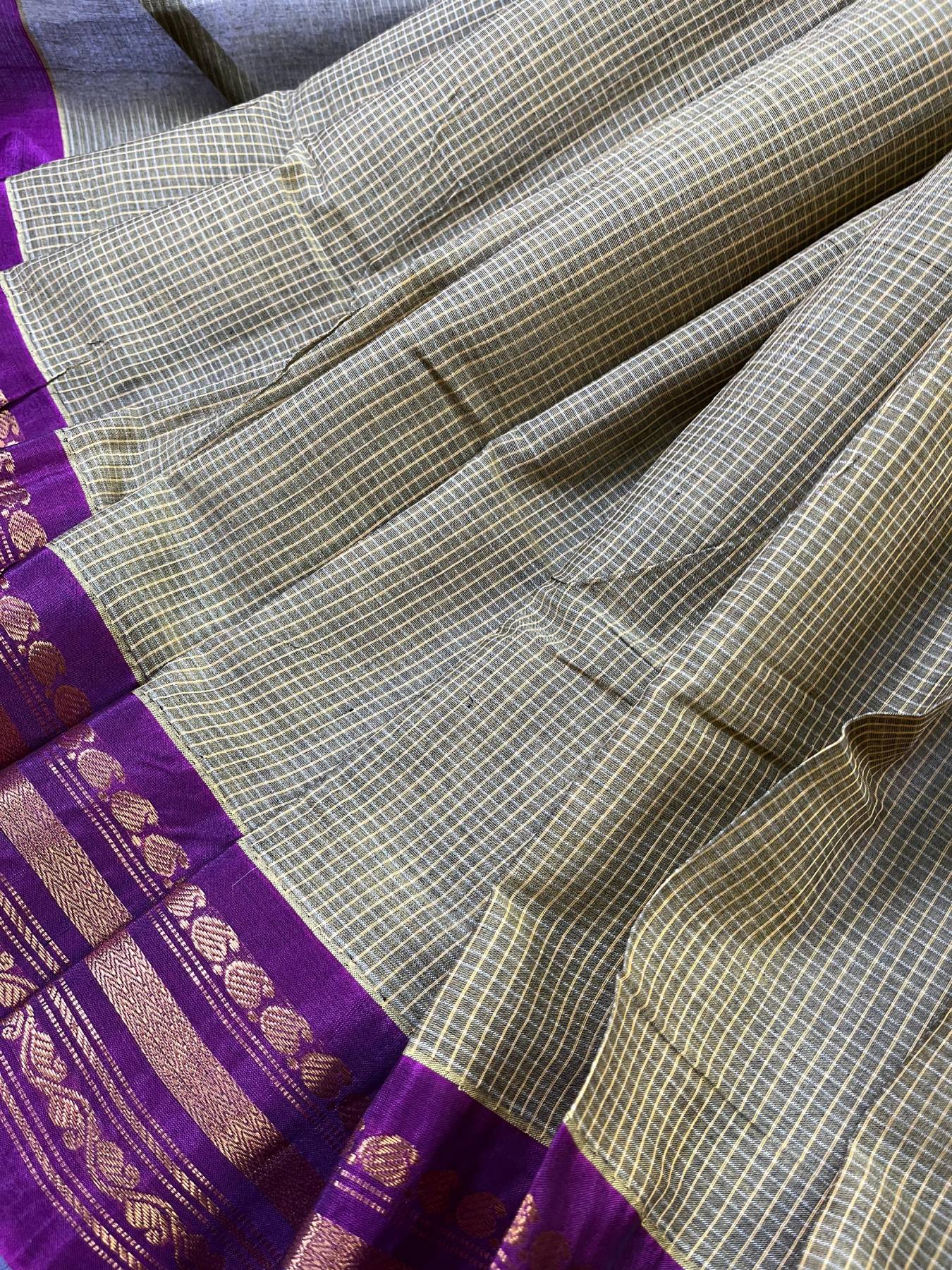 PARRORT GREEN COTTON PURE HANDLOOM GADWAL SAREE