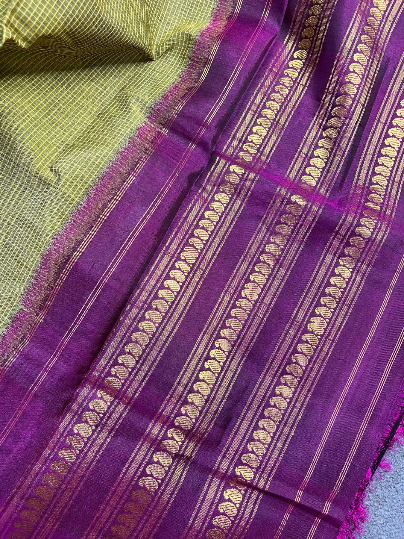 PARRORT GREEN COTTON PURE HANDLOOM GADWAL SAREE