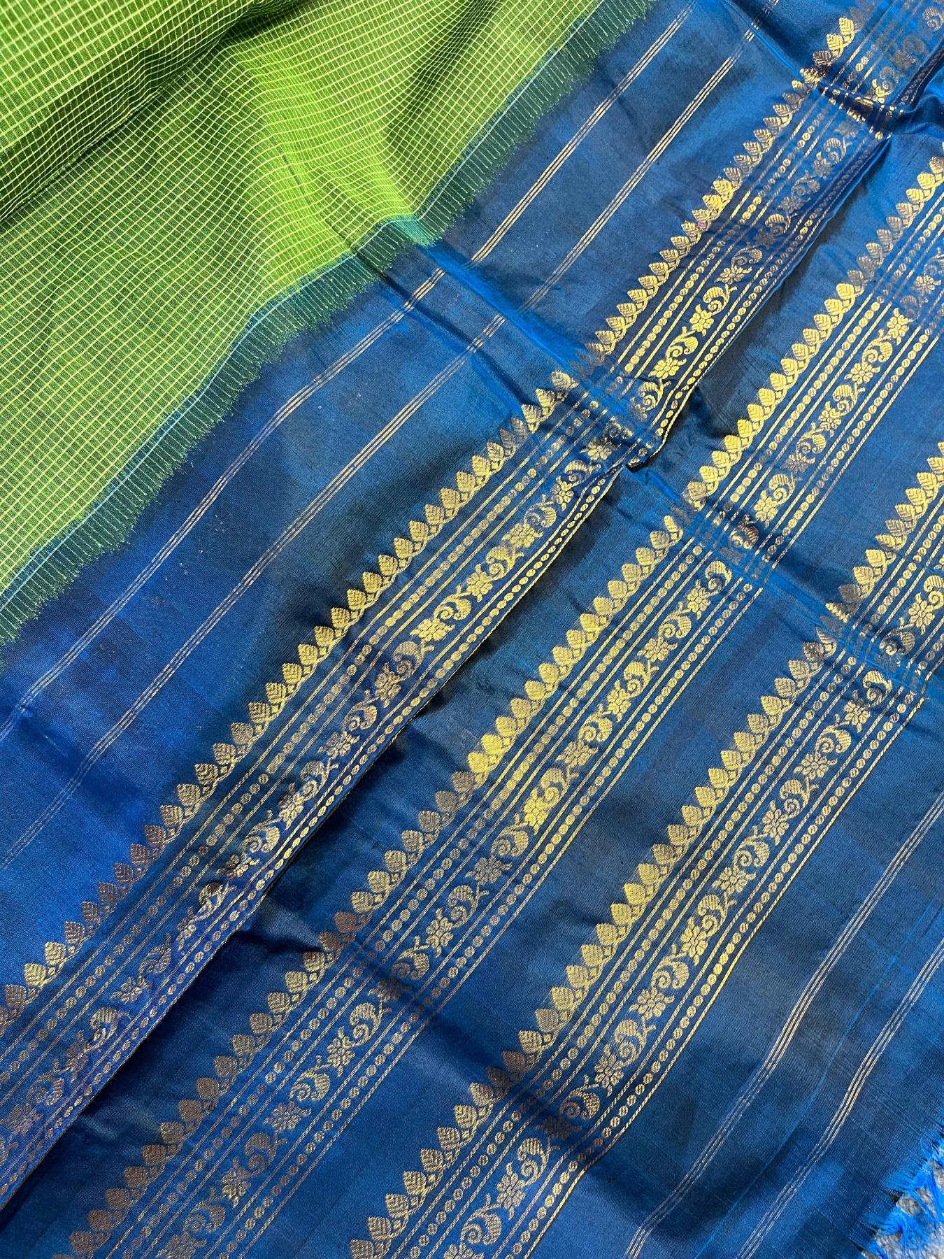 GREEN COTTON PURE HANDLOOM GADWAL SAREE