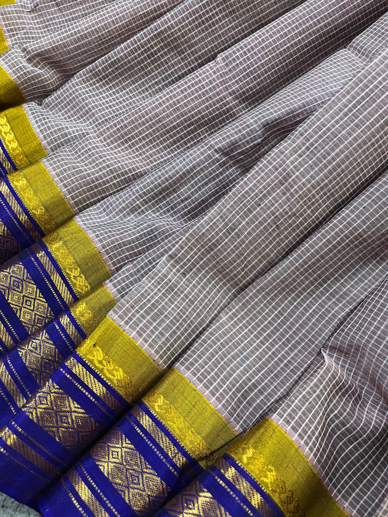 MAUVE COTTON PURE HANDLOOM GADWAL SAREE