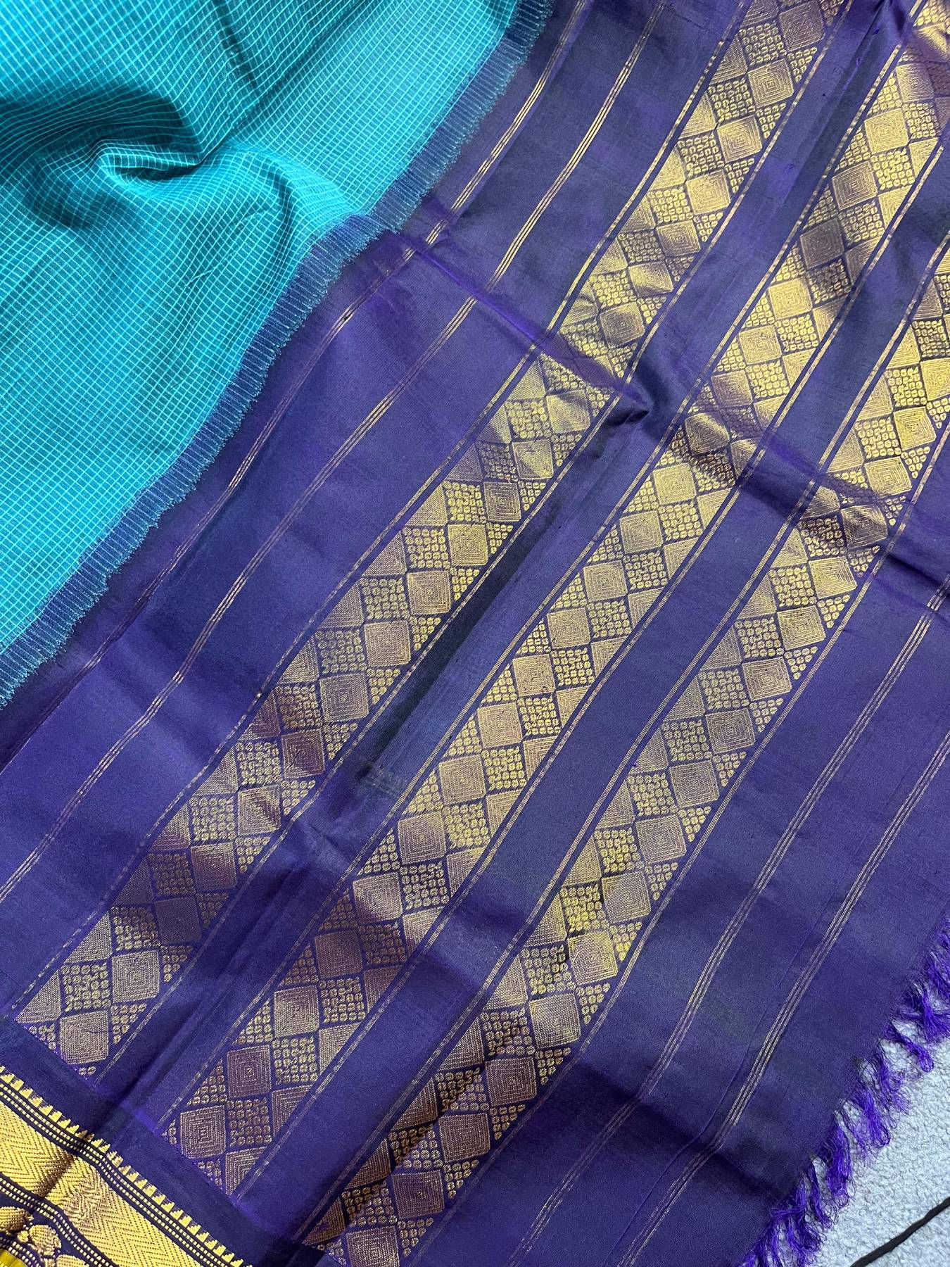 BLUE COTTON PURE HANDLOOM GADWAL SAREE
