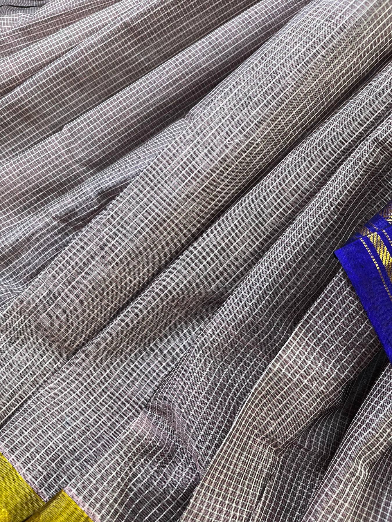 MAUVE COTTON PURE HANDLOOM GADWAL SAREE
