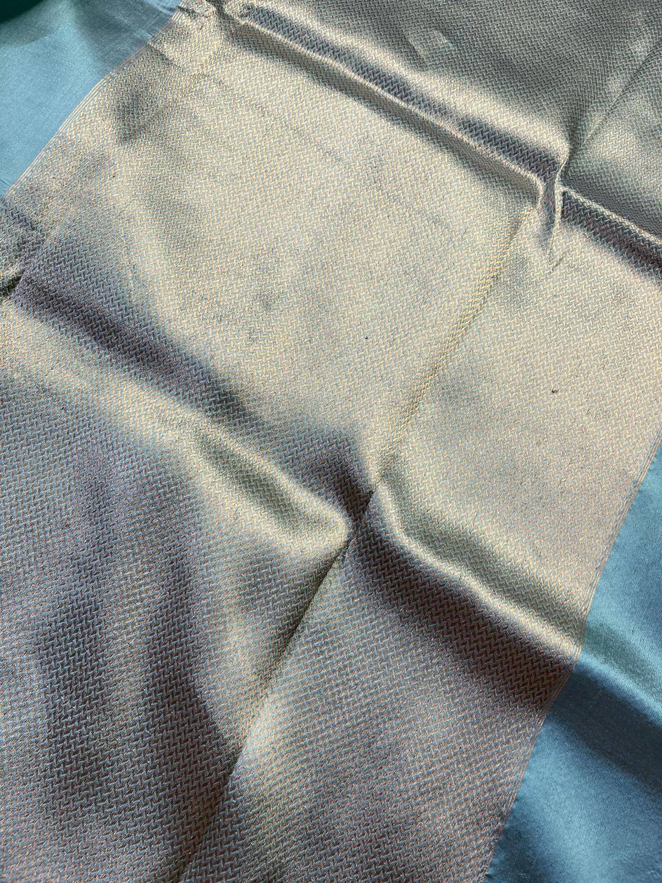 ICE BLUE SILK PURE HANDLOOM CHANDERI SAREE