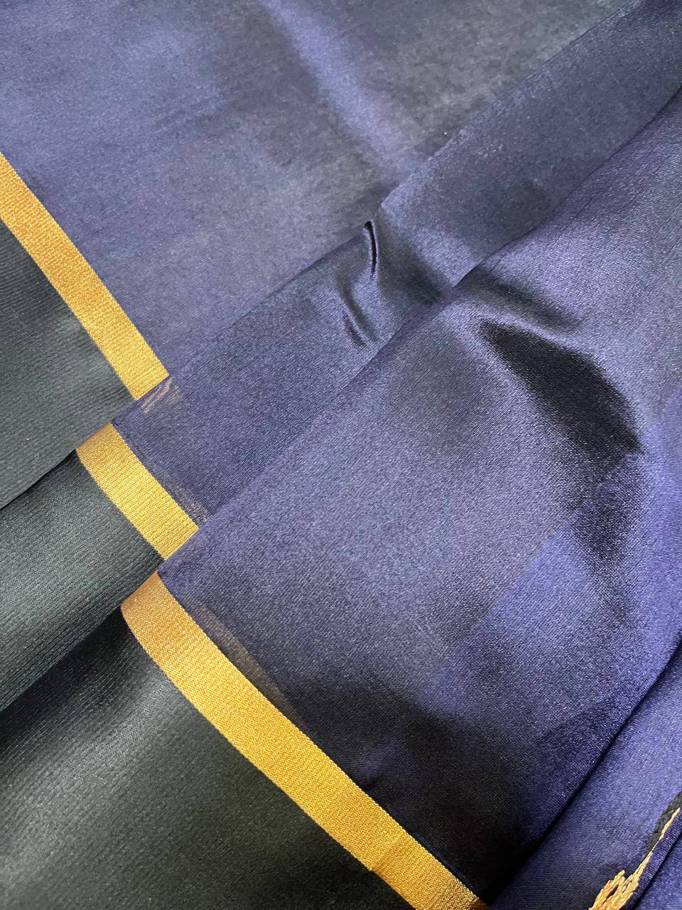 MIDNIGHT BLUE SILK PURE HANDLOOM CHANDERI SAREE