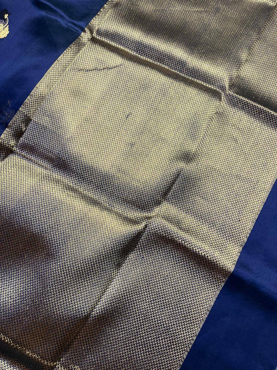 MIDNIGHT BLUE SILK PURE HANDLOOM CHANDERI SAREE