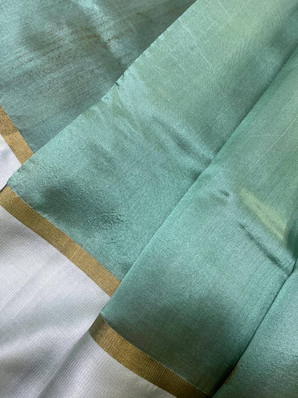 ICE BLUE SILK PURE HANDLOOM CHANDERI SAREE