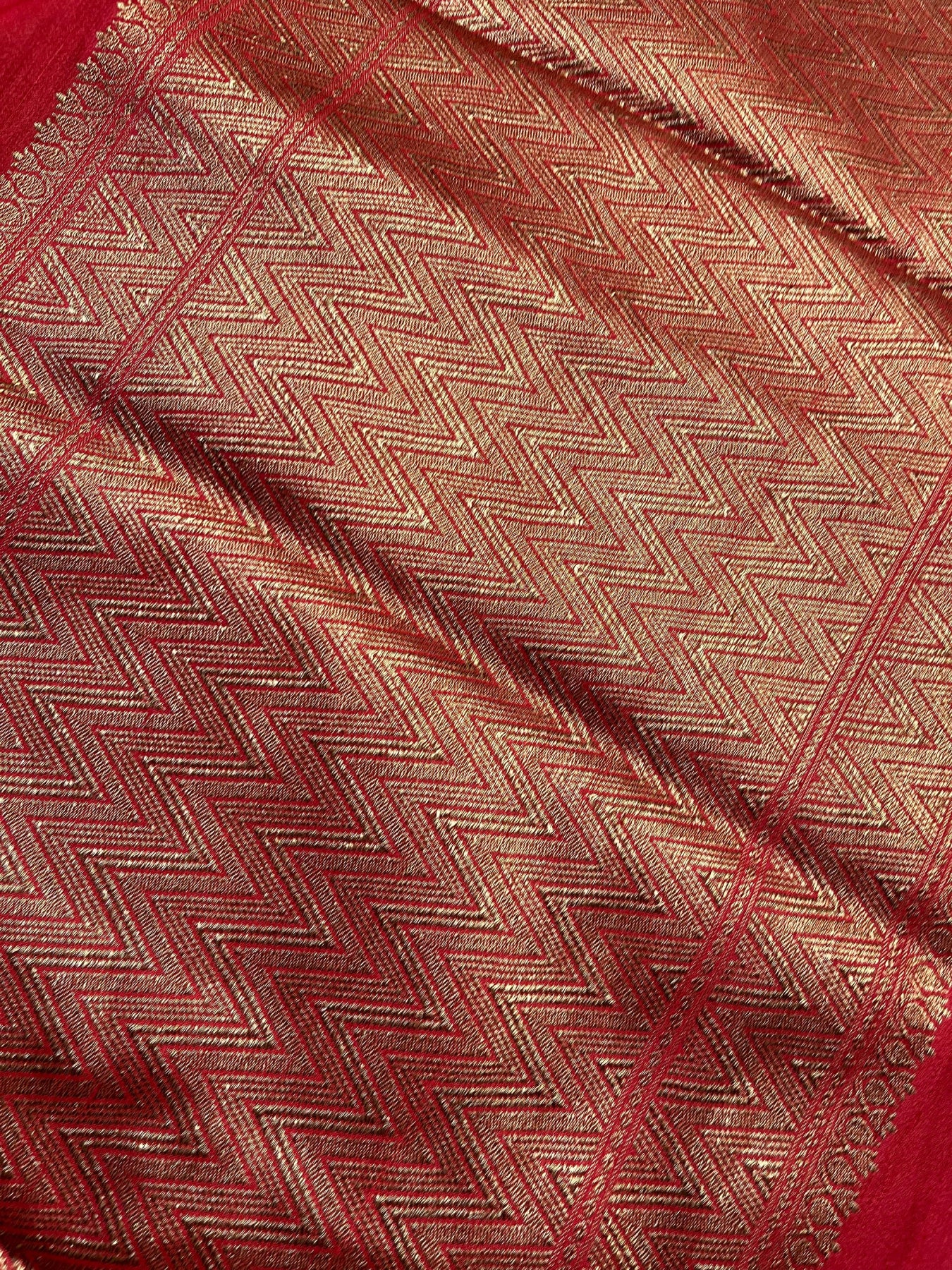 RED TASSAR SILK PURE HANDLOOM BANARASI SAREE