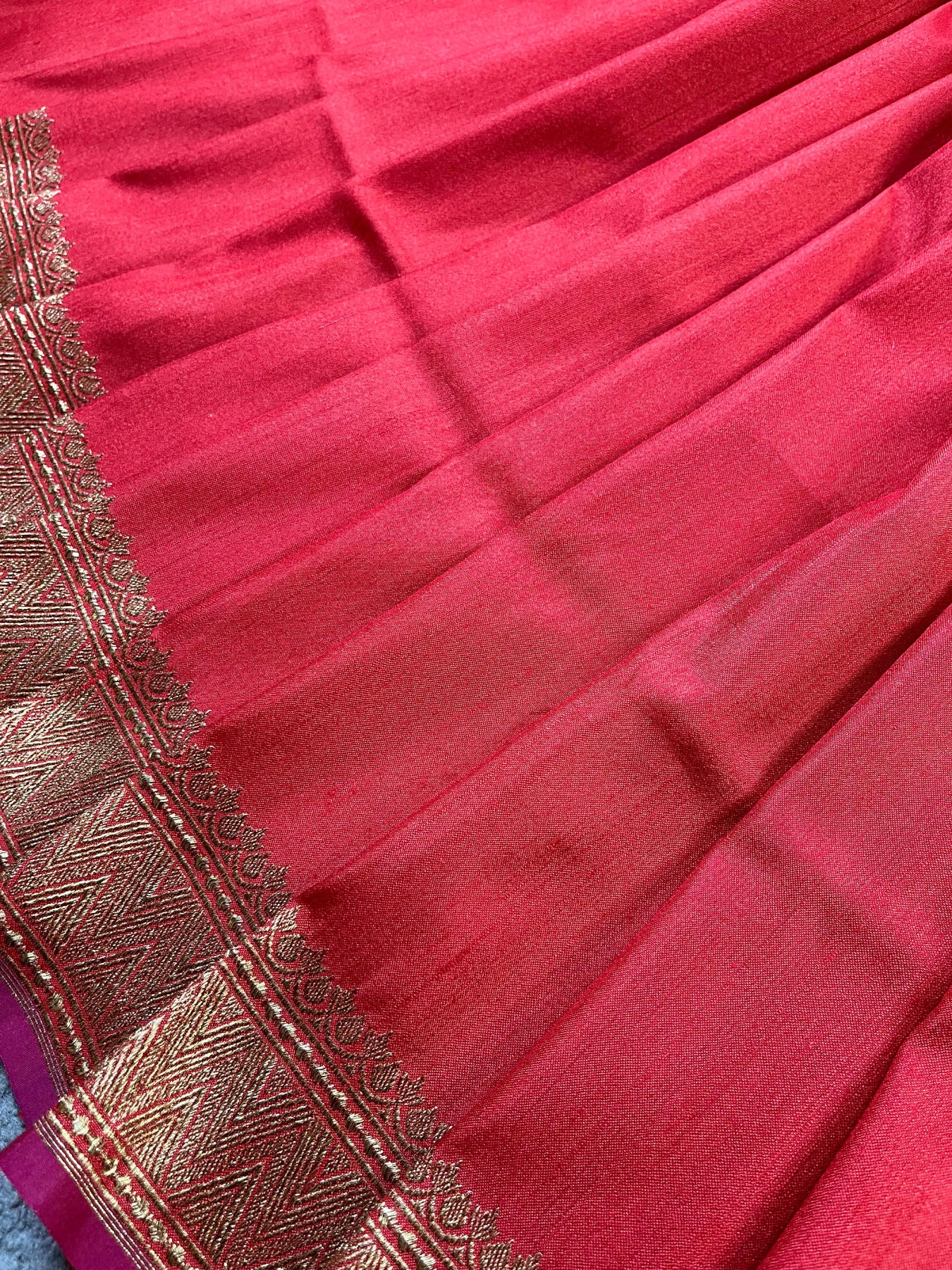 RED TASSAR SILK PURE HANDLOOM BANARASI SAREE