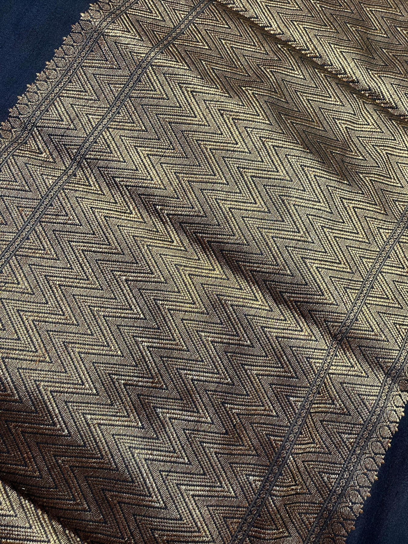 BLACK TASSAR SILK PURE HANDLOOM BANARASI SAREE