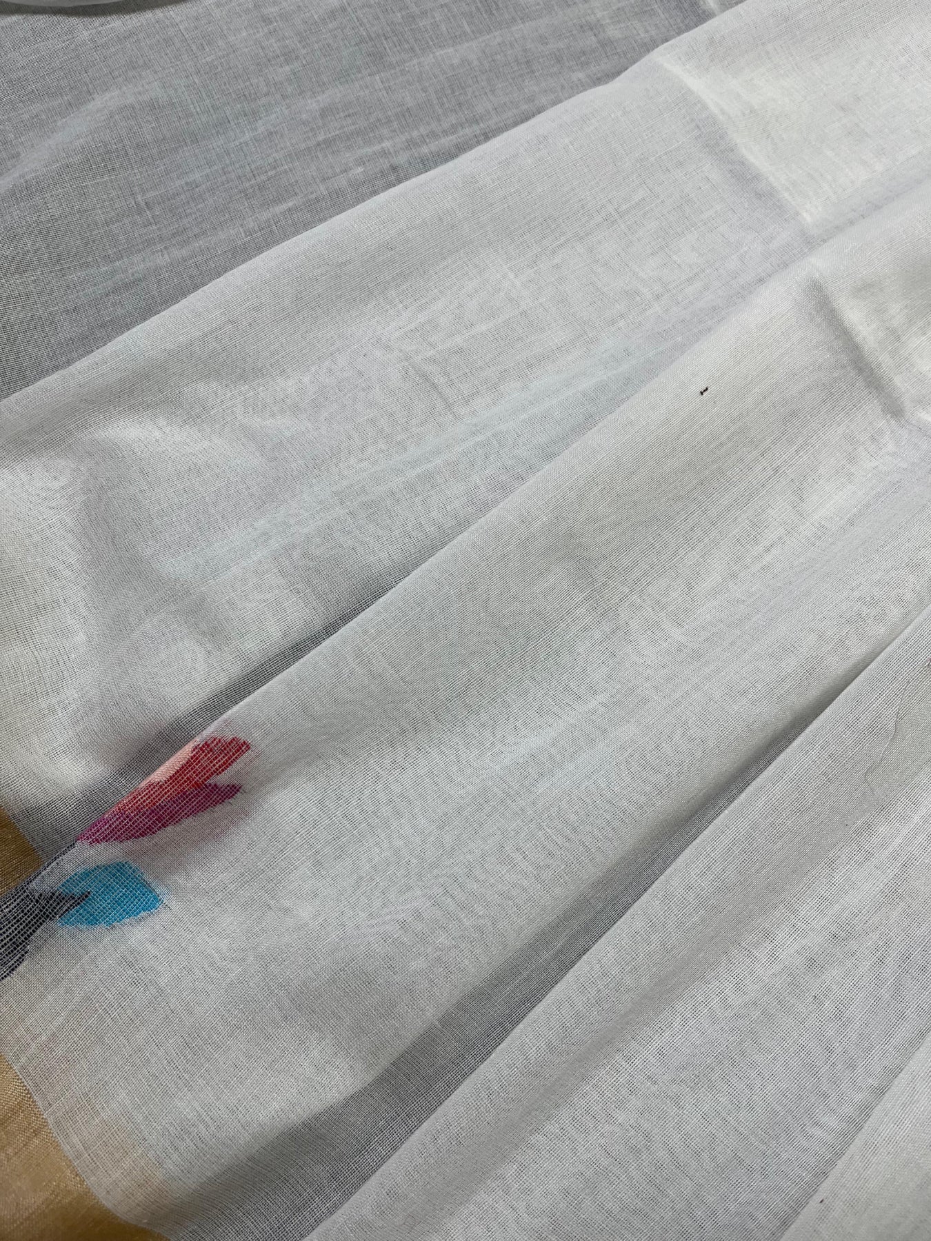 WHITE COTTON PURE HANDLOOM JAMDANI SAREE