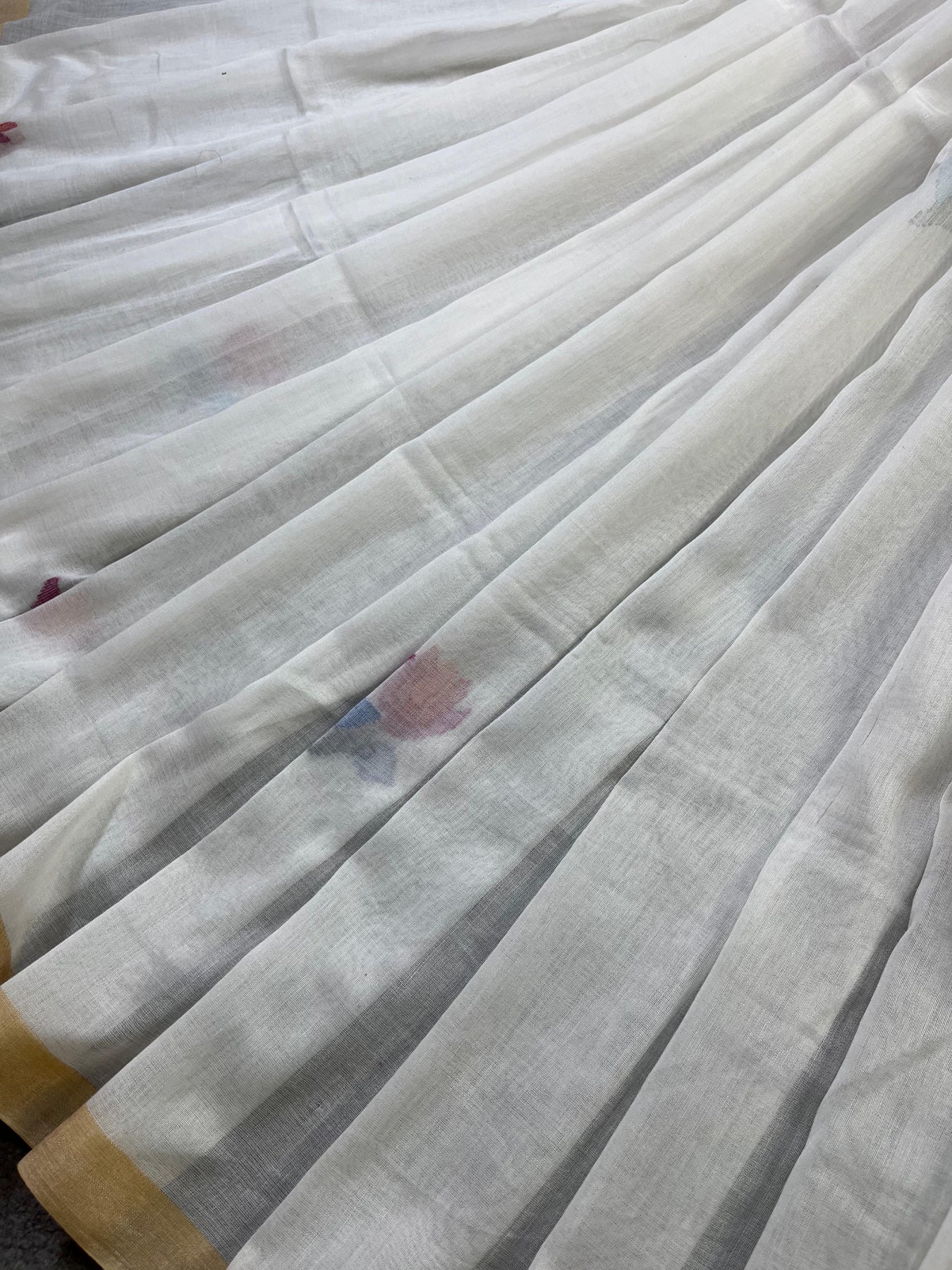 WHITE COTTON PURE HANDLOOM JAMDANI SAREE