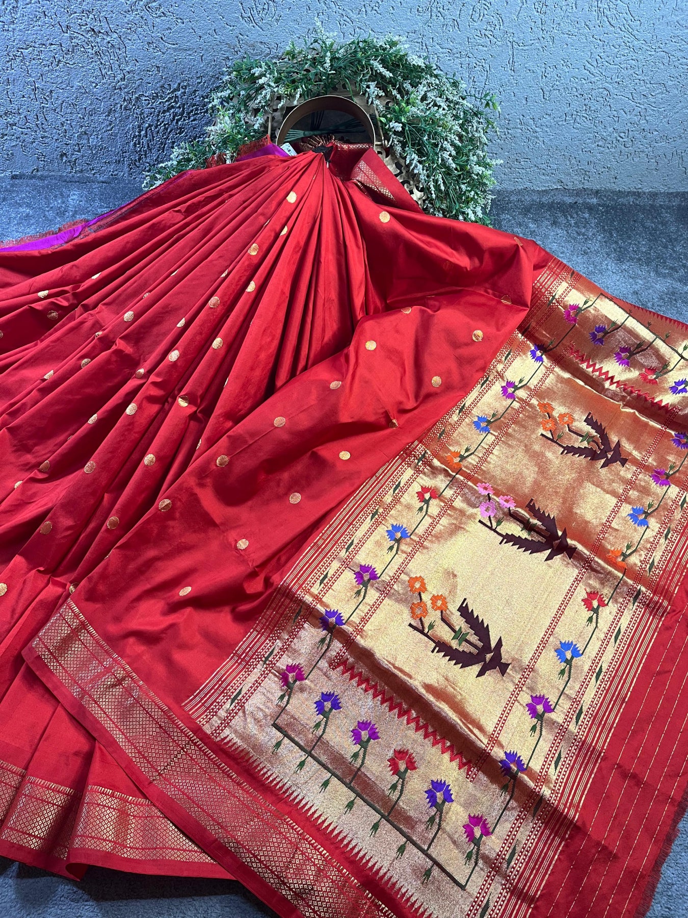 RED SILK PURE HANDLOOM PAITHANI SAREE