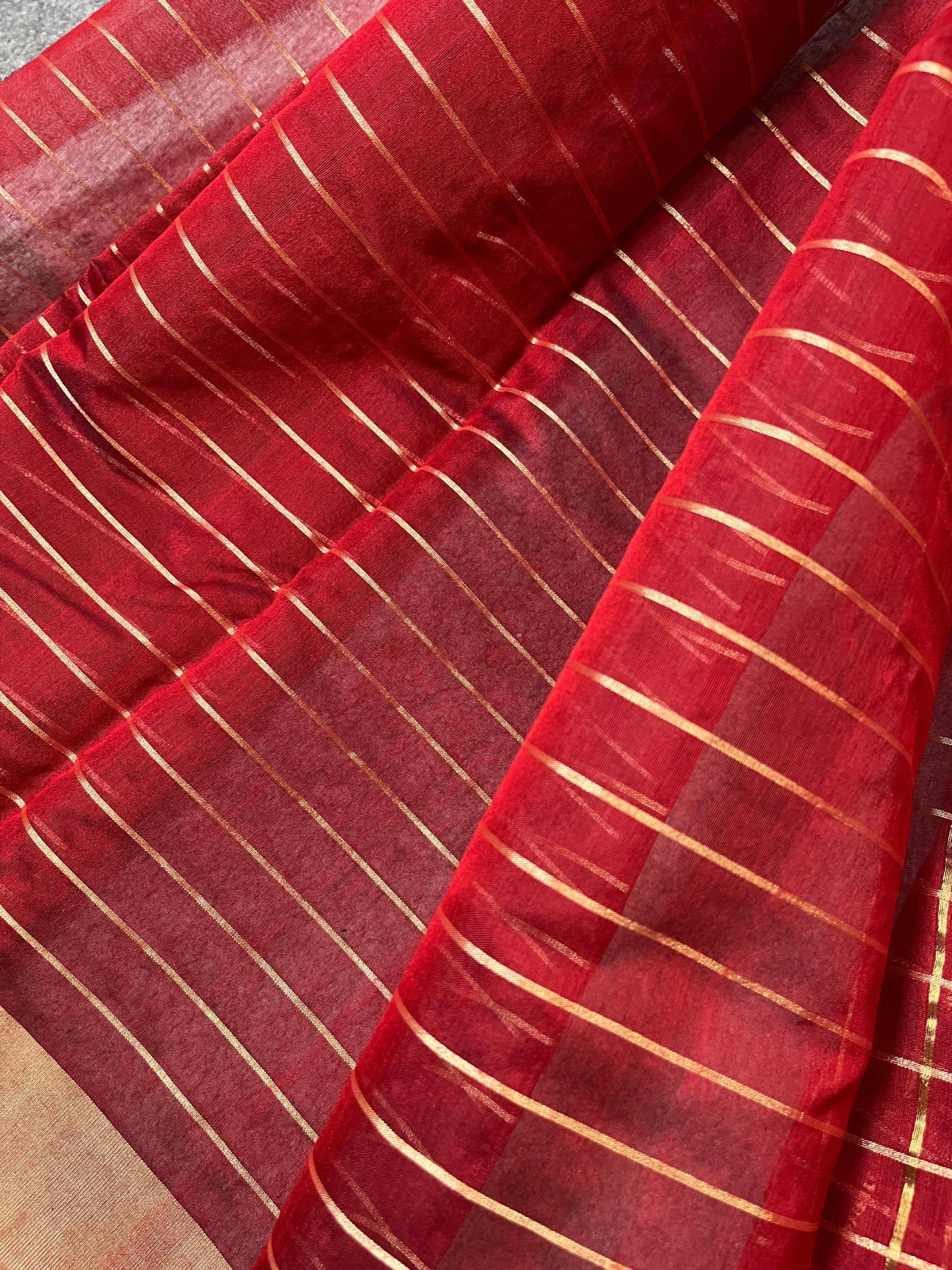 RED SILK PURE HANDLOOM CHANDERI SREE