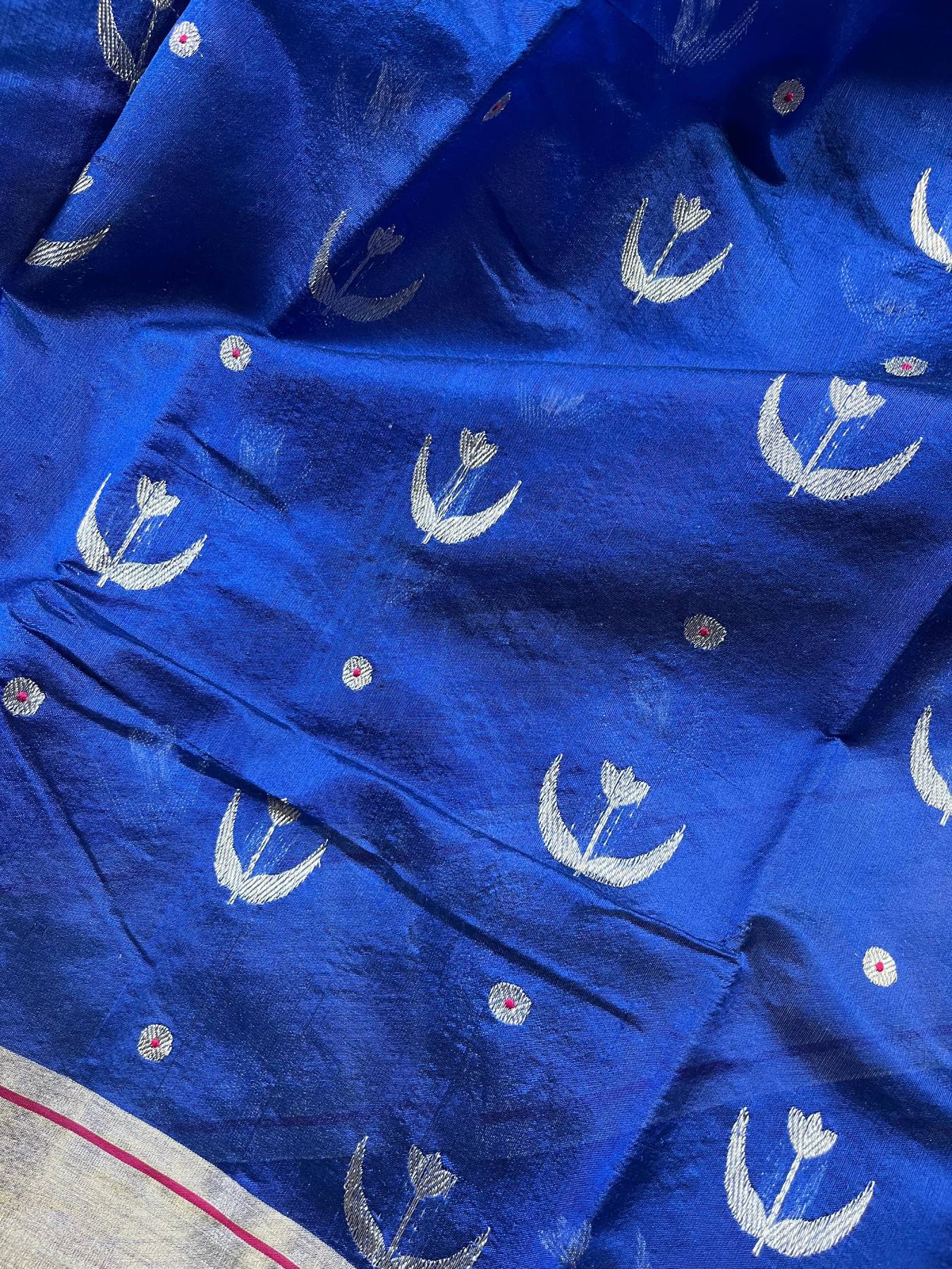 ROYAL BLUE SILKPURE HANDLOOM CHANDERI SAREE