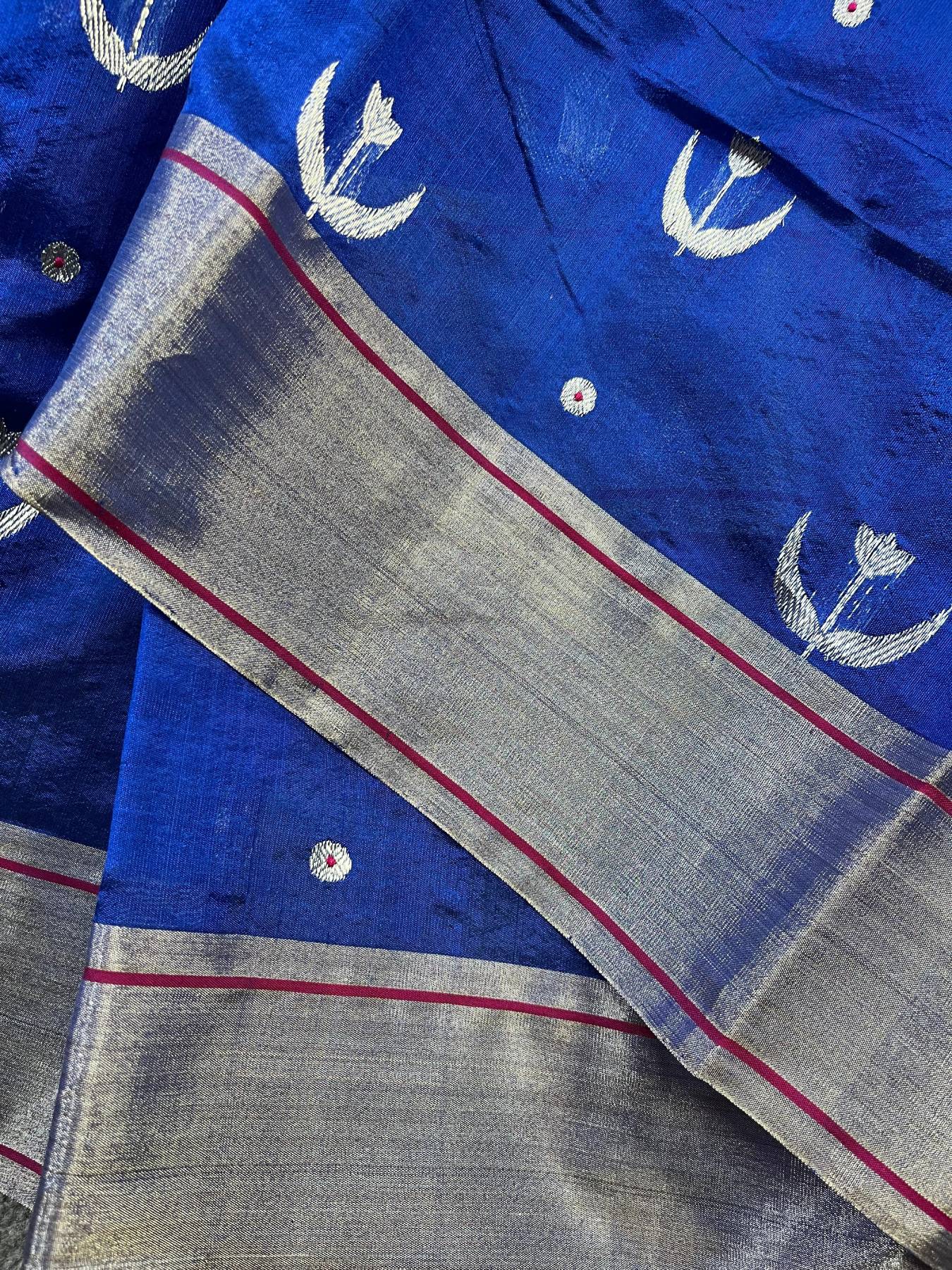 ROYAL BLUE SILKPURE HANDLOOM CHANDERI SAREE