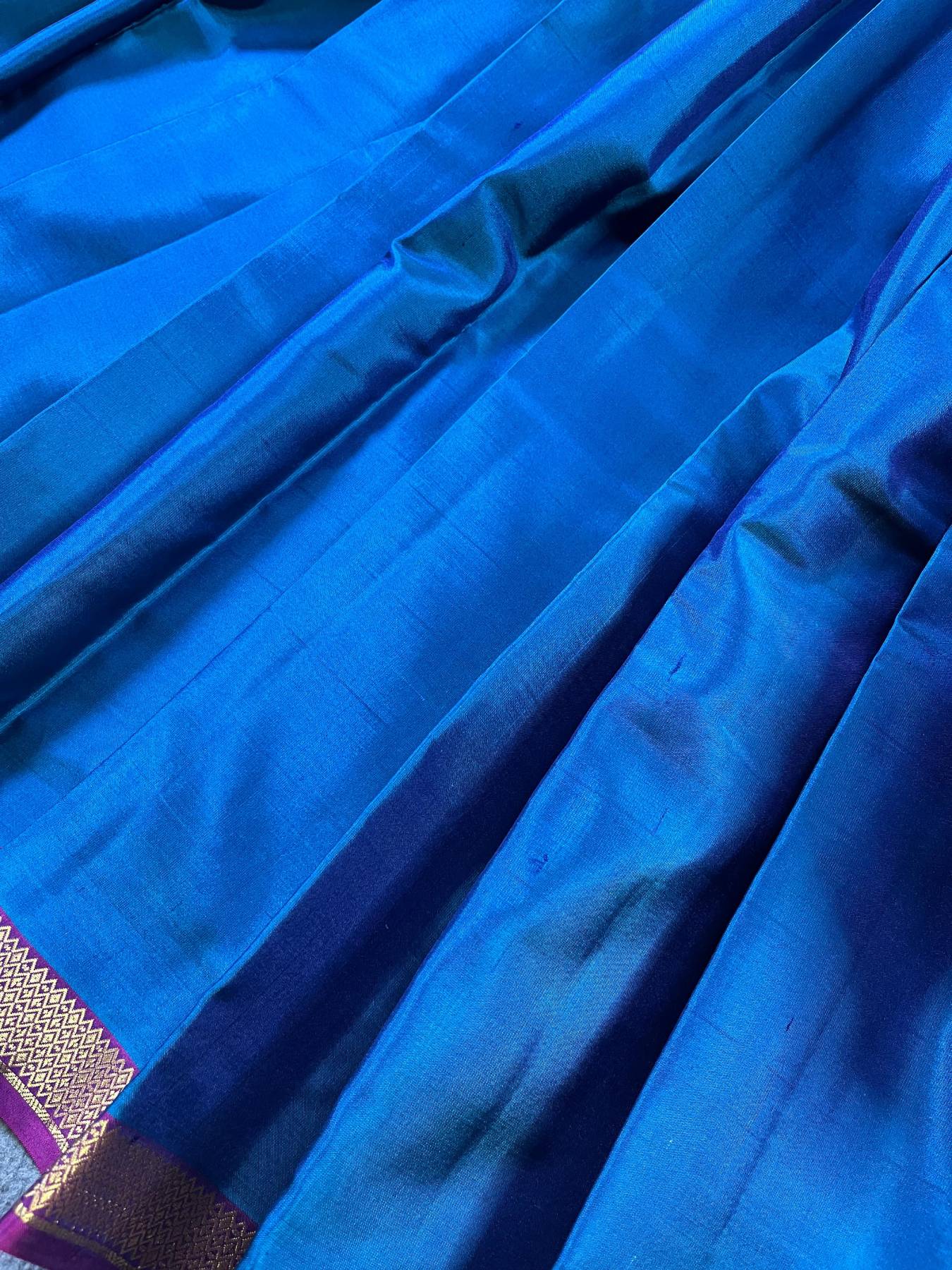 PEACOCK BLUE SILK PURE HANDLOOM KANJIVARAM SAREE