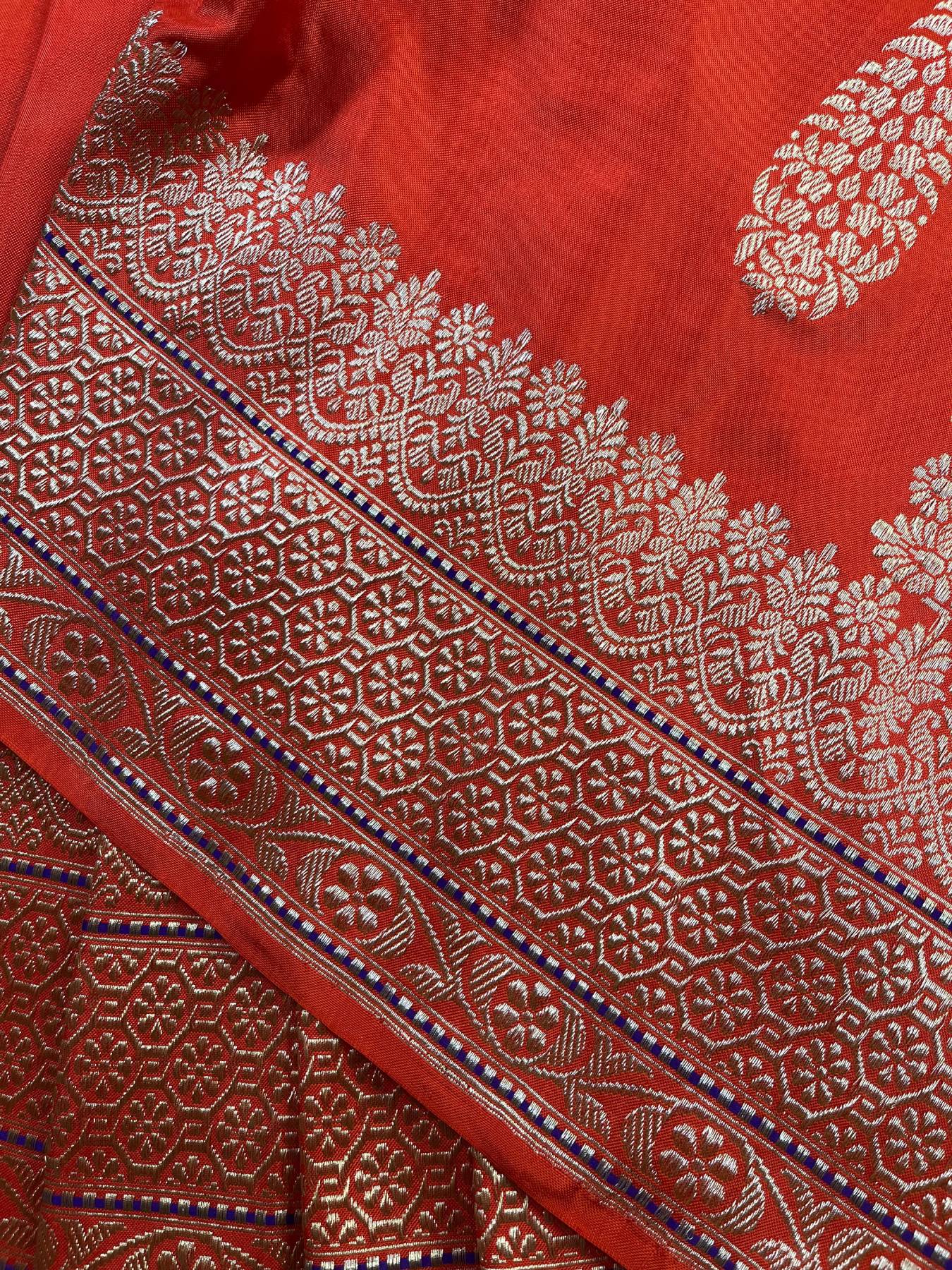 ORANGE SILK PURE HANDLOOM BANARASI SAREE