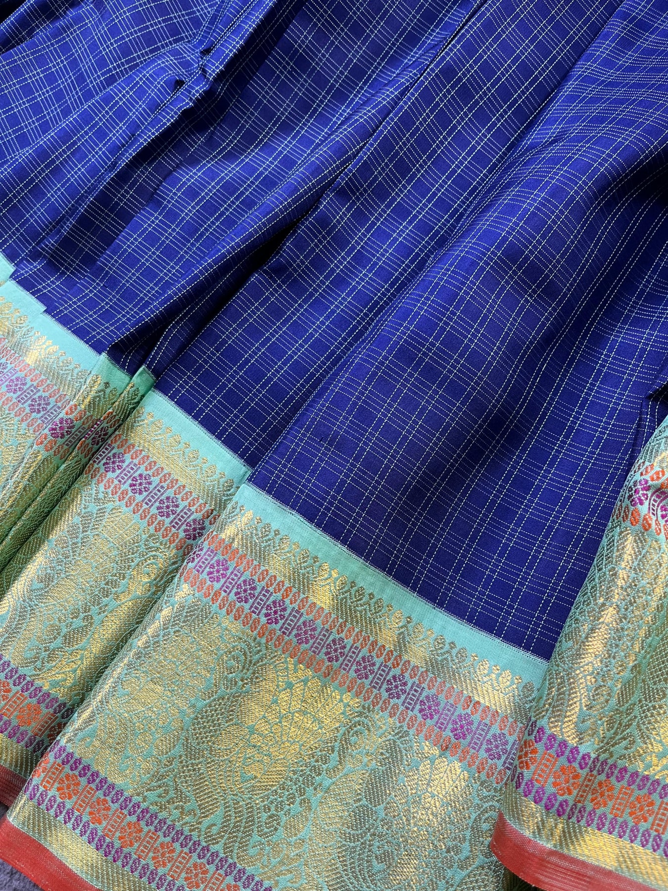 BLUE SILK PURE HANDLOOM KANJIVARAM SAREE