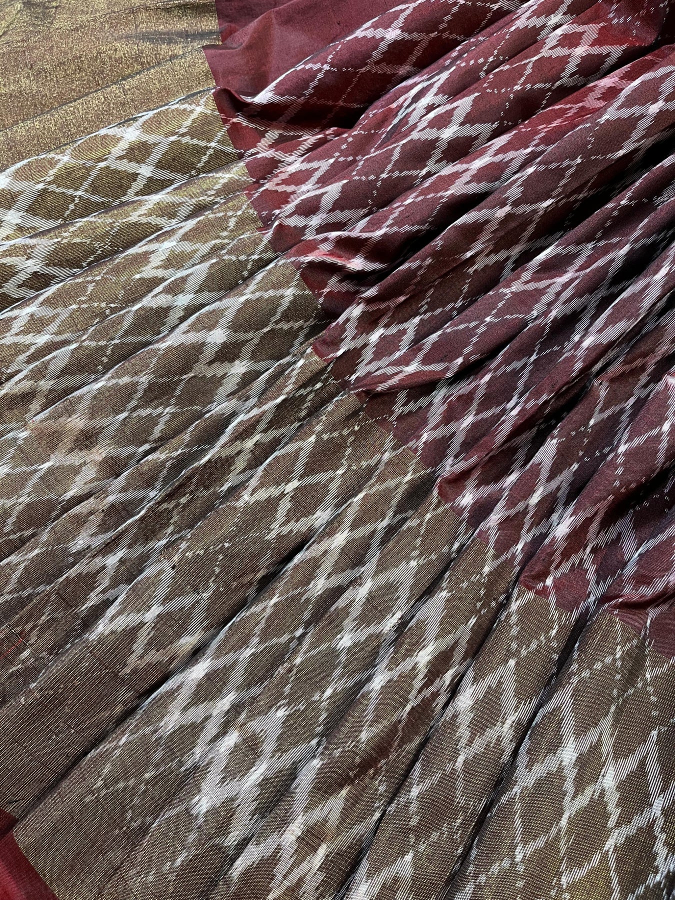 MAROON SILK PURE HANDLOOM IKKAT SAREE