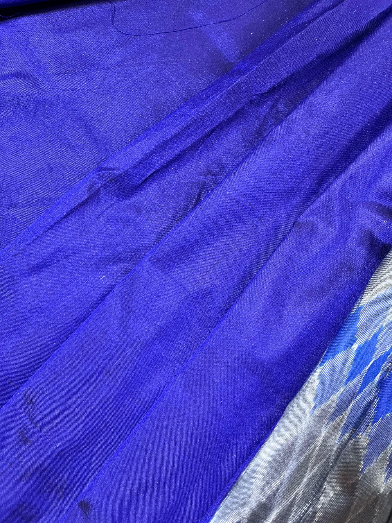 GREY BLUE SILK PURE HANDLOOM IKKAT SAREE
