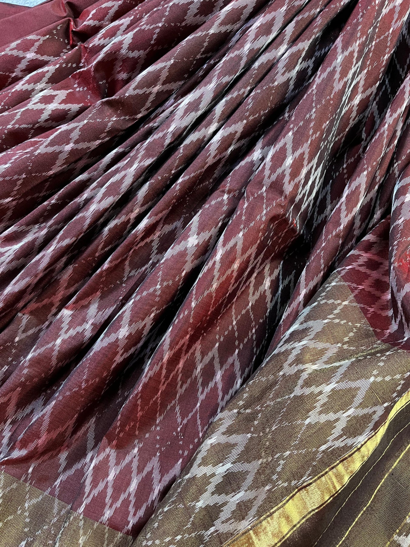 MAROON SILK PURE HANDLOOM IKKAT SAREE