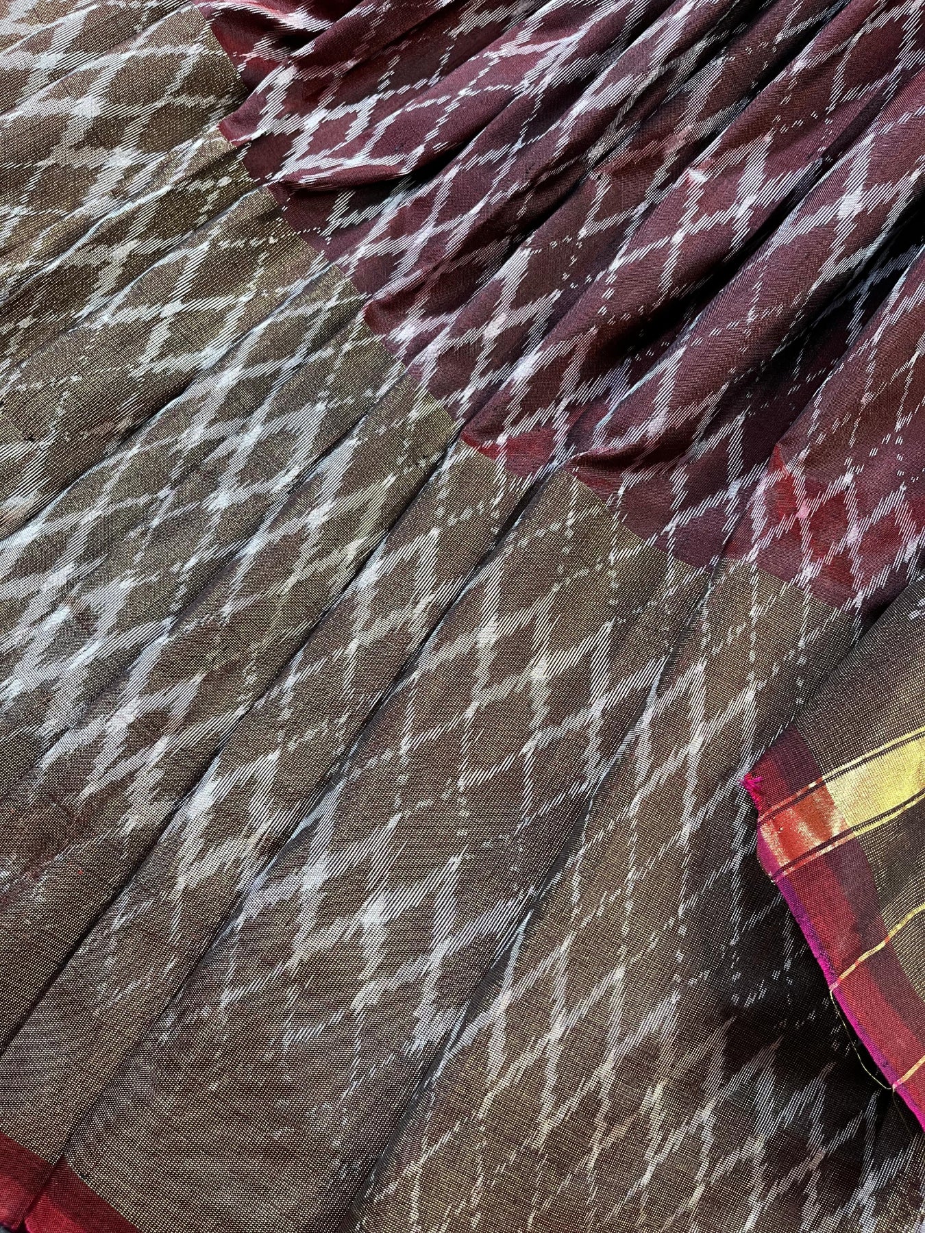 MAROON SILK PURE HANDLOOM IKKAT SAREE