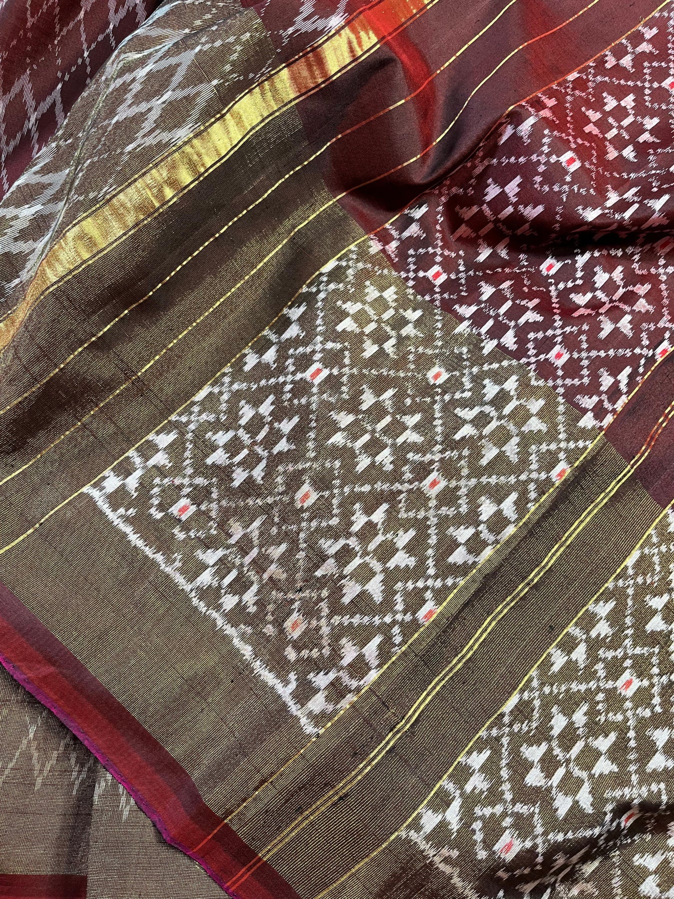 MAROON SILK PURE HANDLOOM IKKAT SAREE