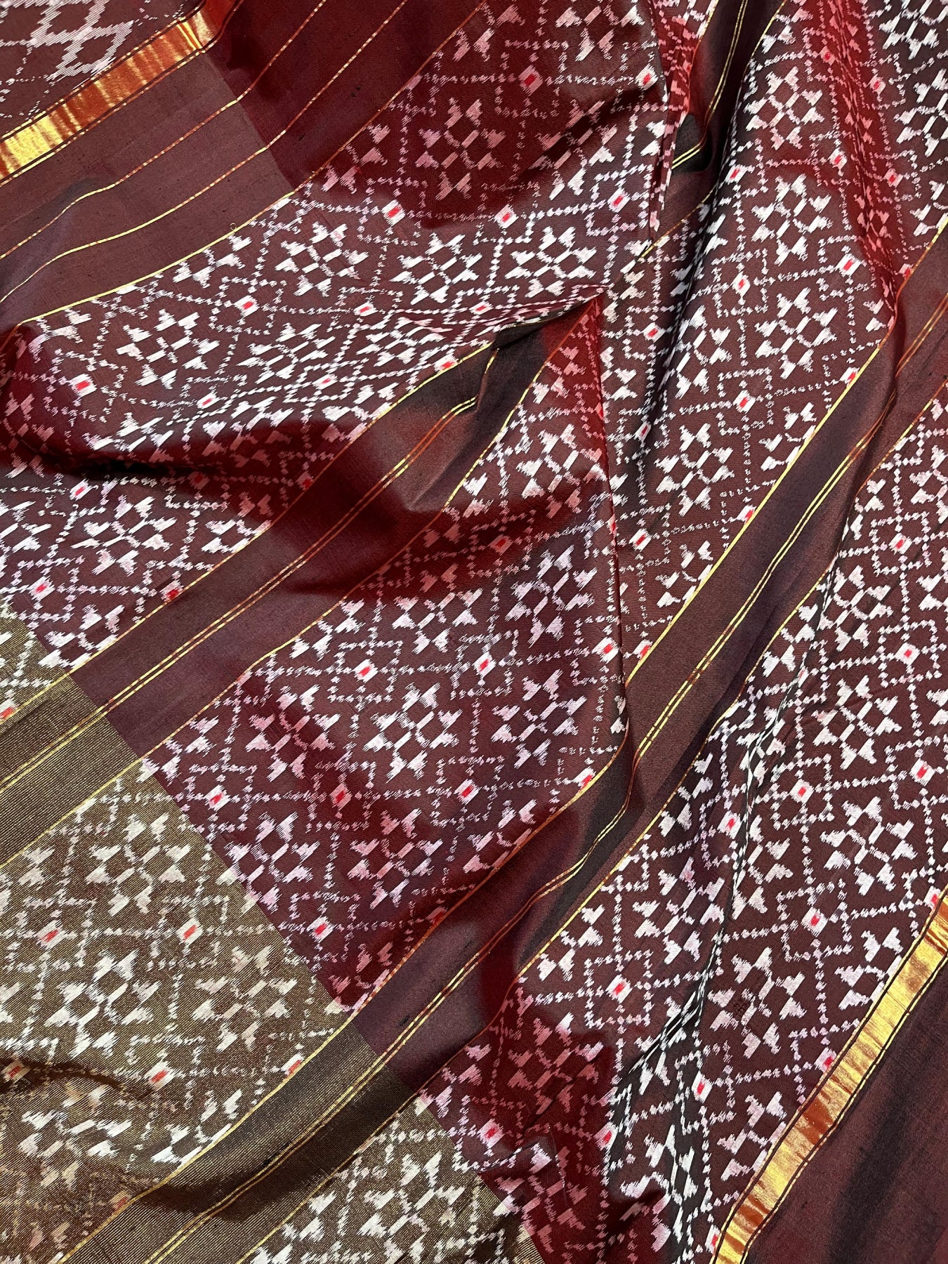 MAROON SILK PURE HANDLOOM IKKAT SAREE