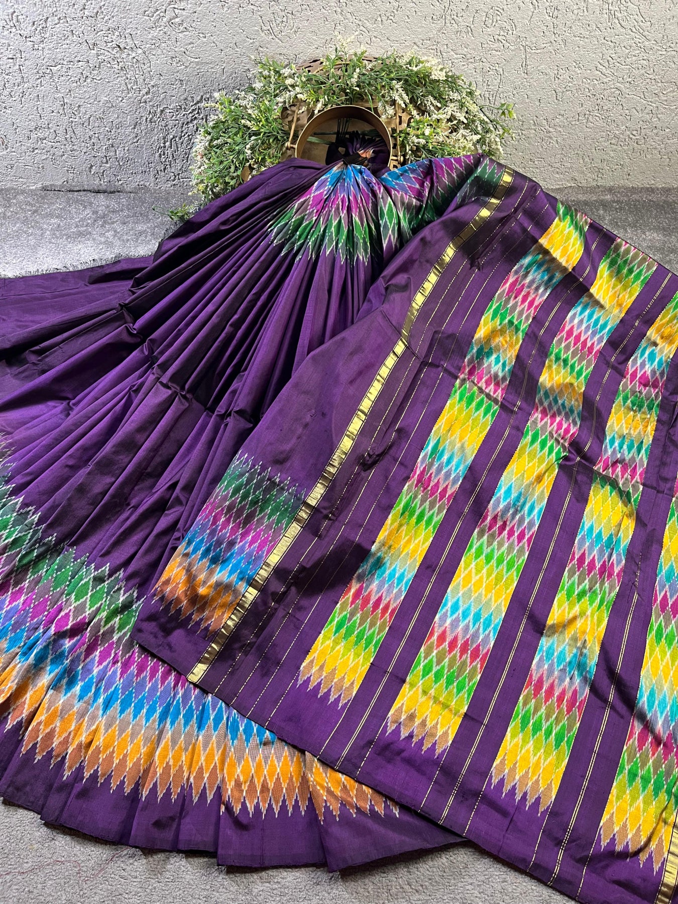 PURPLE SILK PURE HANDLOOM IKKAT SAREE