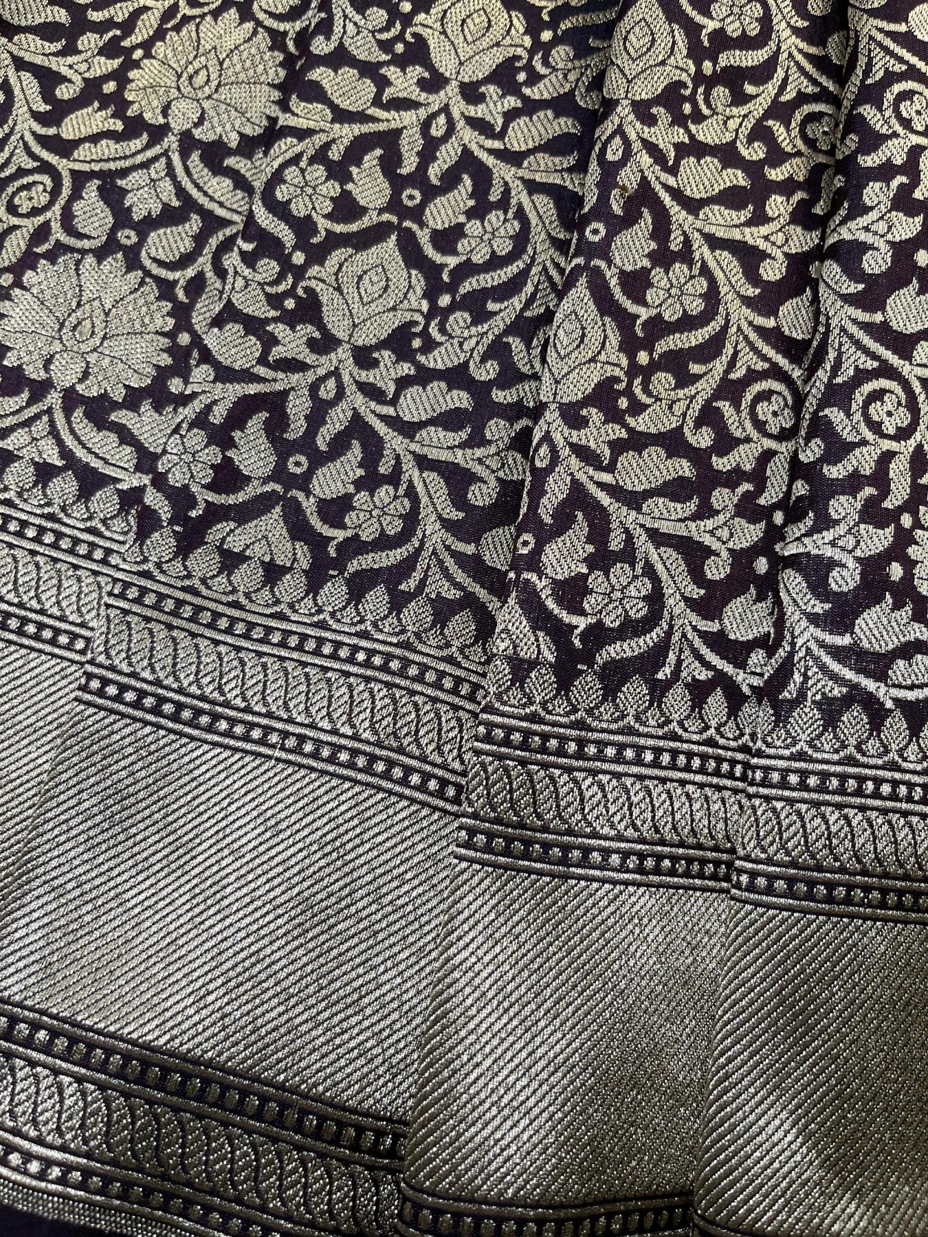 WINE SILK PURE HANDLOOM BANRASI SAREE