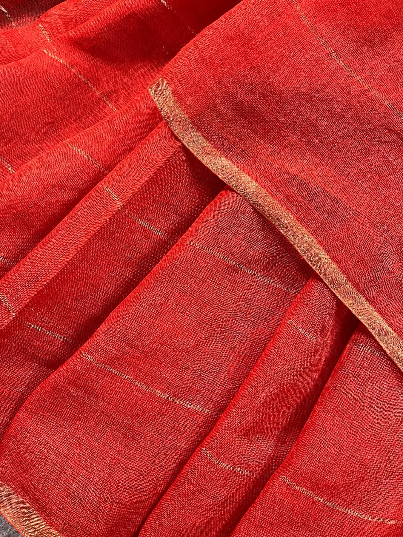 ORANGE PURE HANDLOOM LINE SAREE