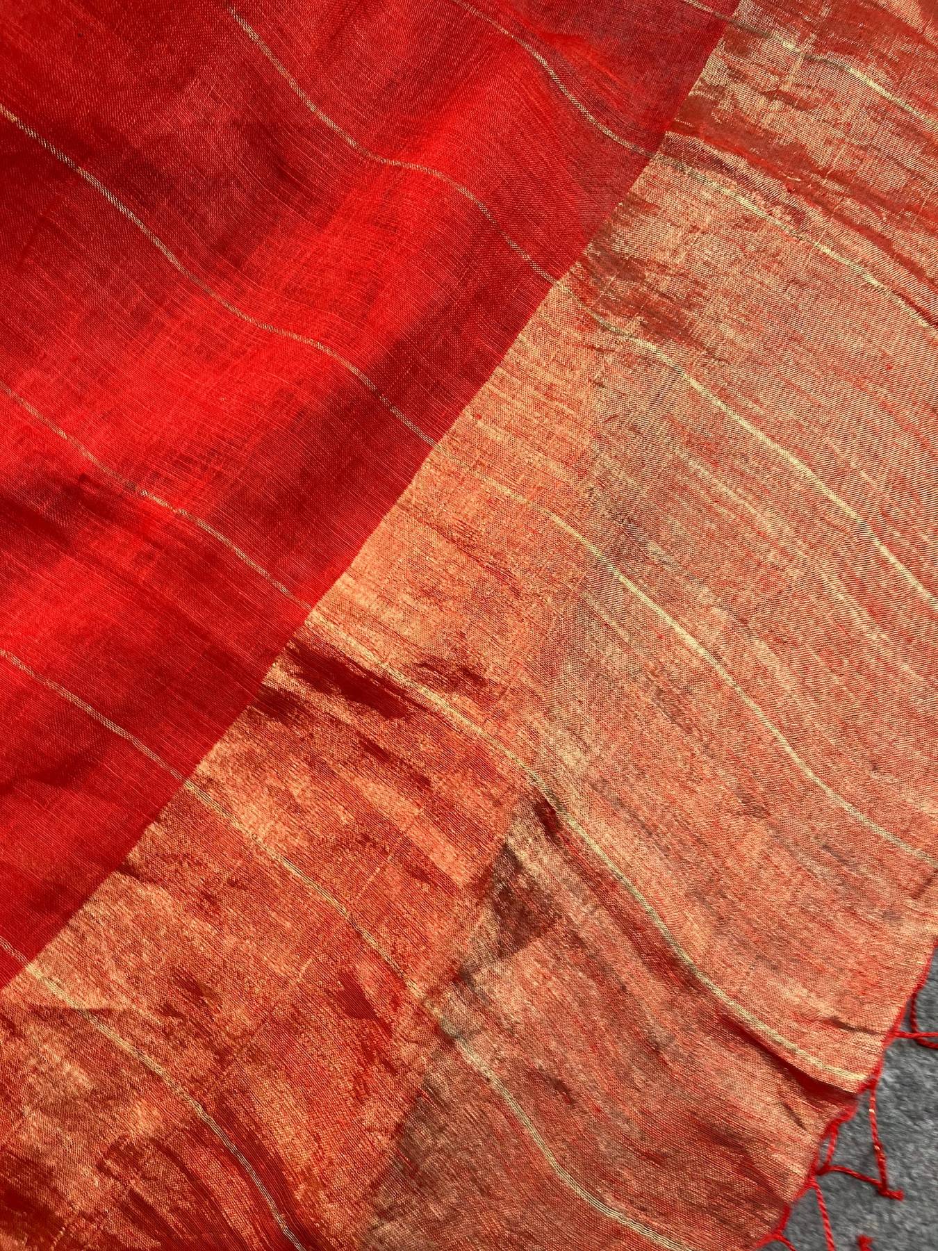 ORANGE PURE HANDLOOM LINE SAREE