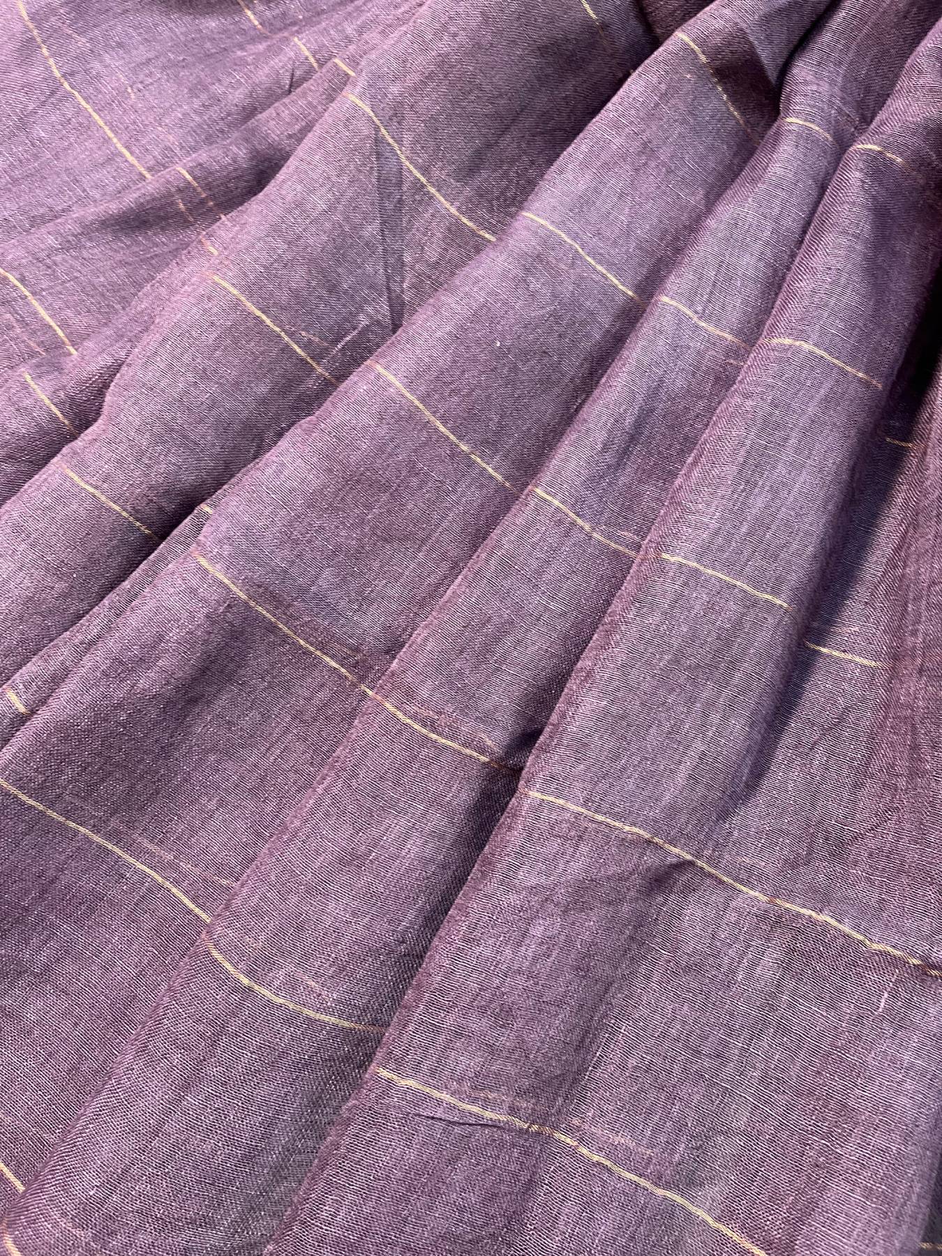 MAUVE PURE HANDLOOM LINEN SAREE