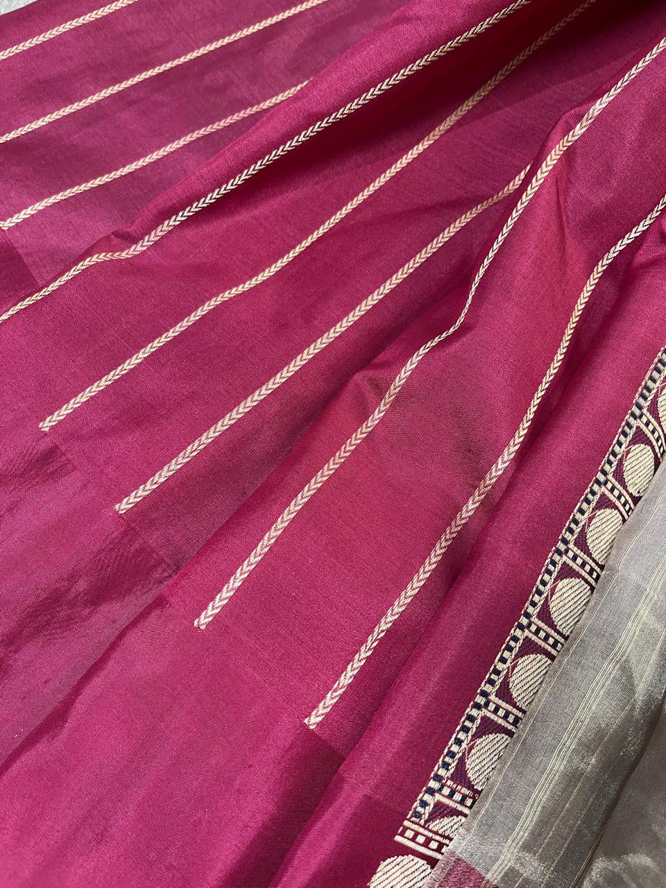 LIGHT MAUVE KORA TISSUE PURE HANDLOOM BANARASI SAREE